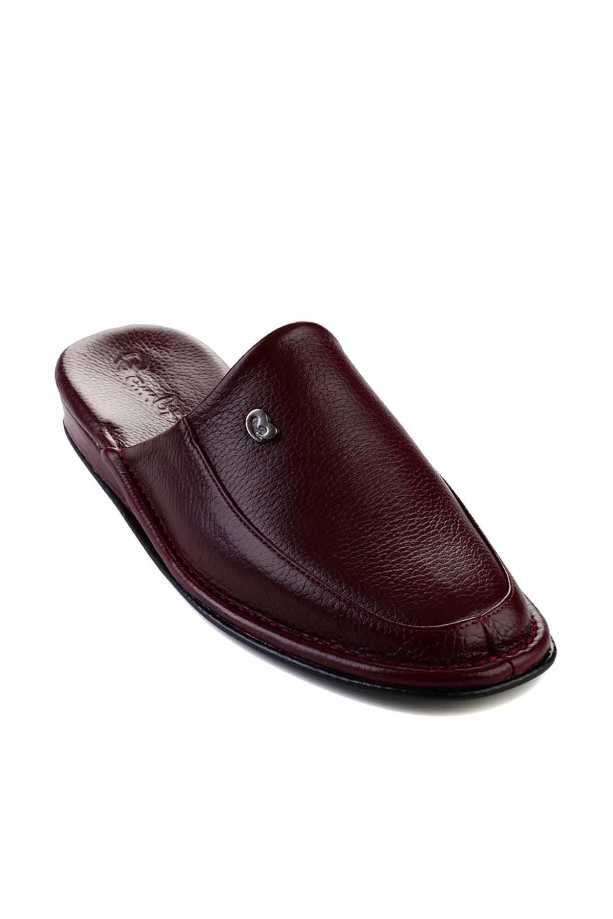 Bordo Hakiki Deri Erkek Ev Terliği G1421005803