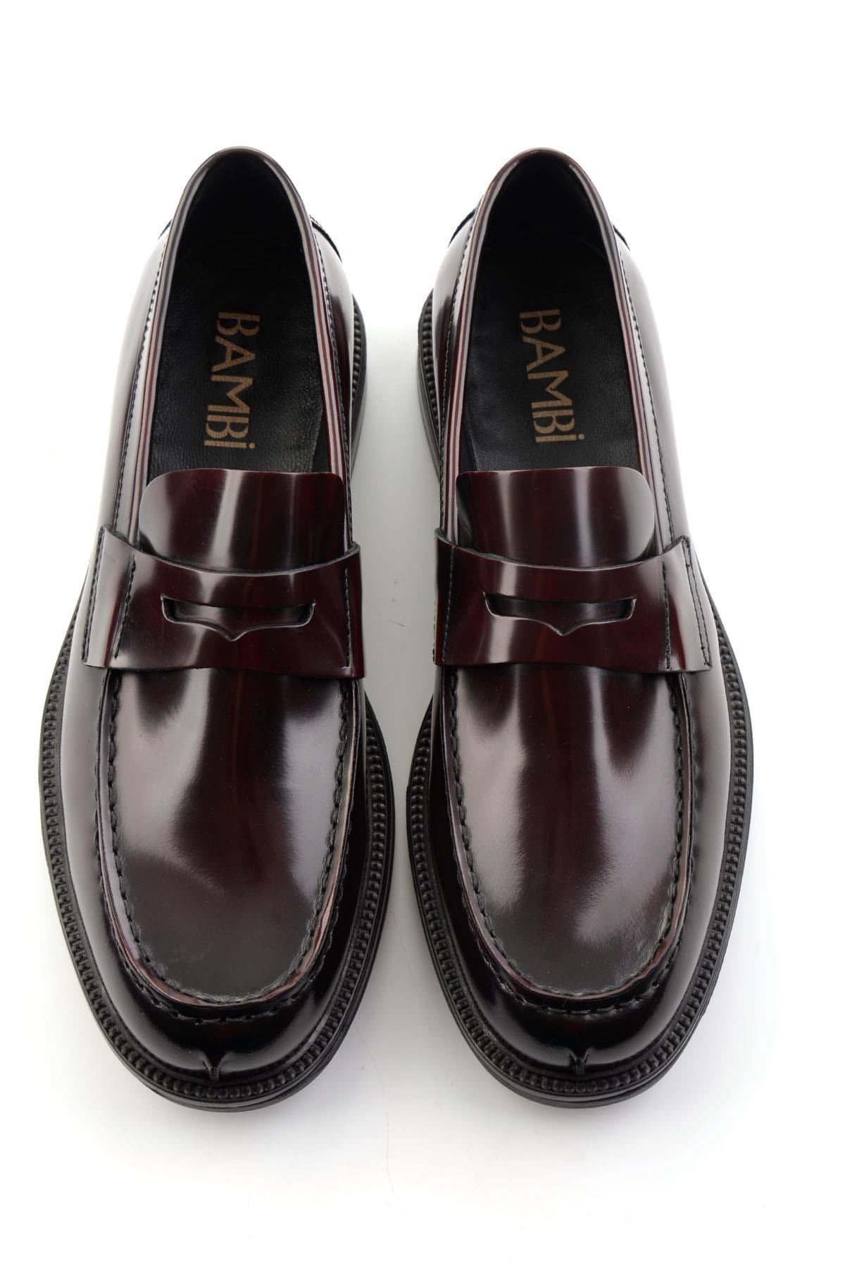 Bordo Hakiki Deri Erkek Loafer Ayakkabı E01648609514