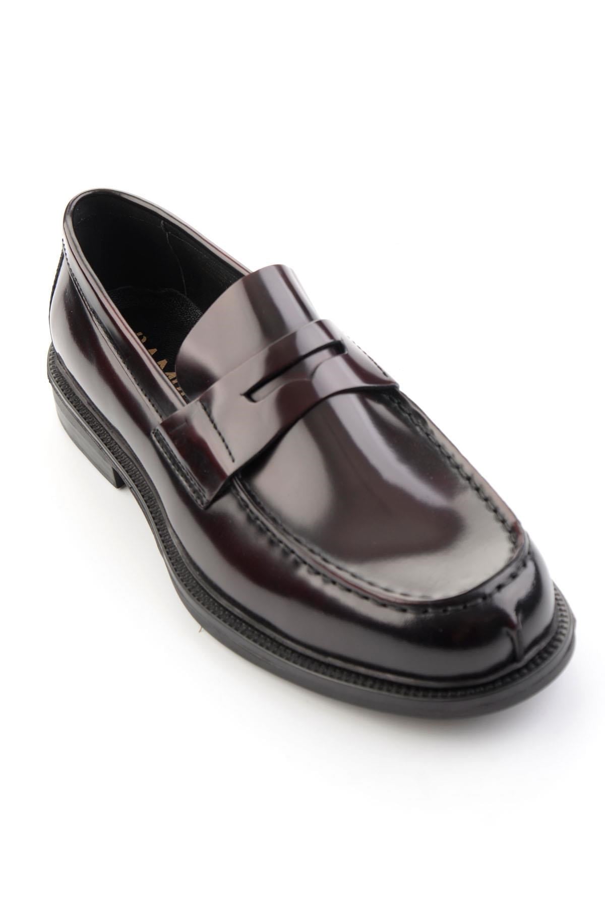 Bordo Hakiki Deri Erkek Loafer Ayakkabı E01648609514