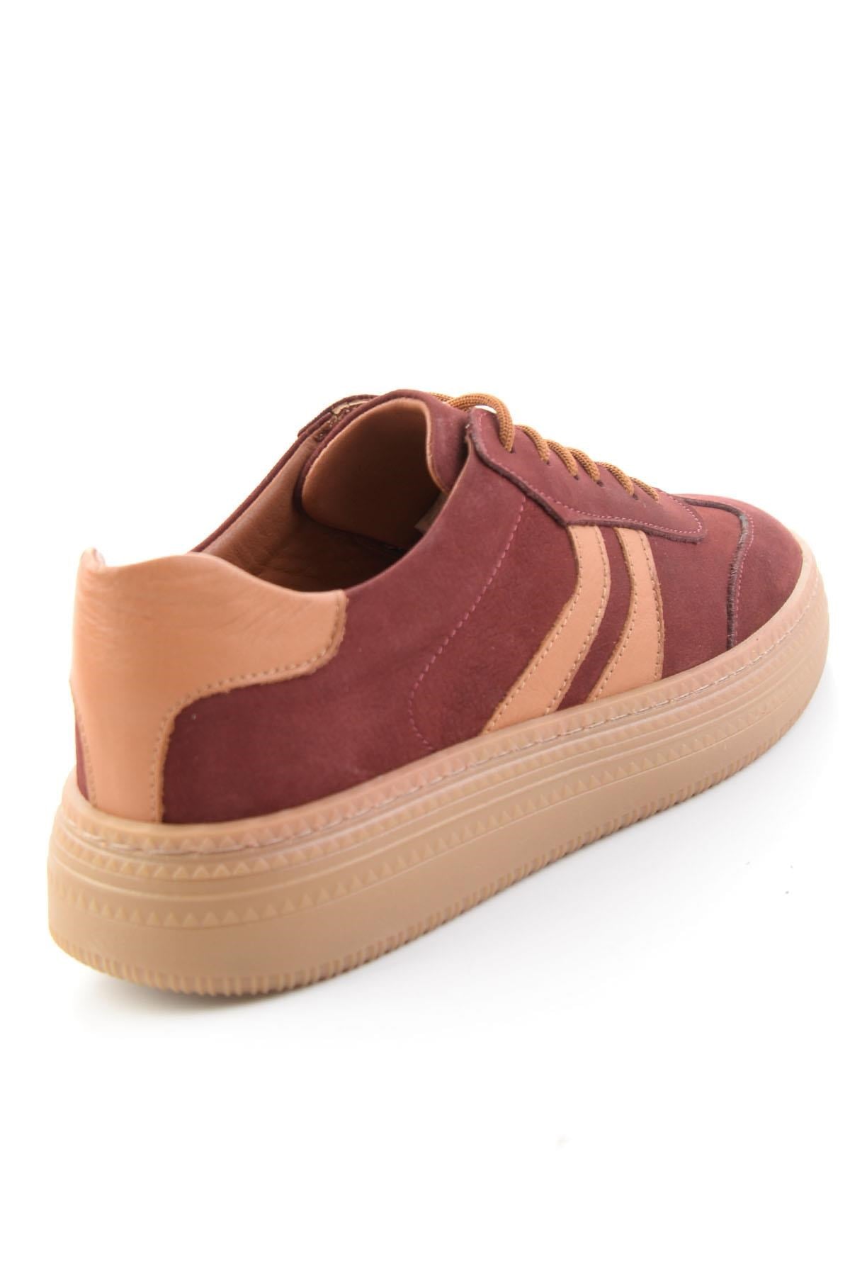 Bordo Nubuk Hakiki Deri Kadın Sneaker K01753222201
