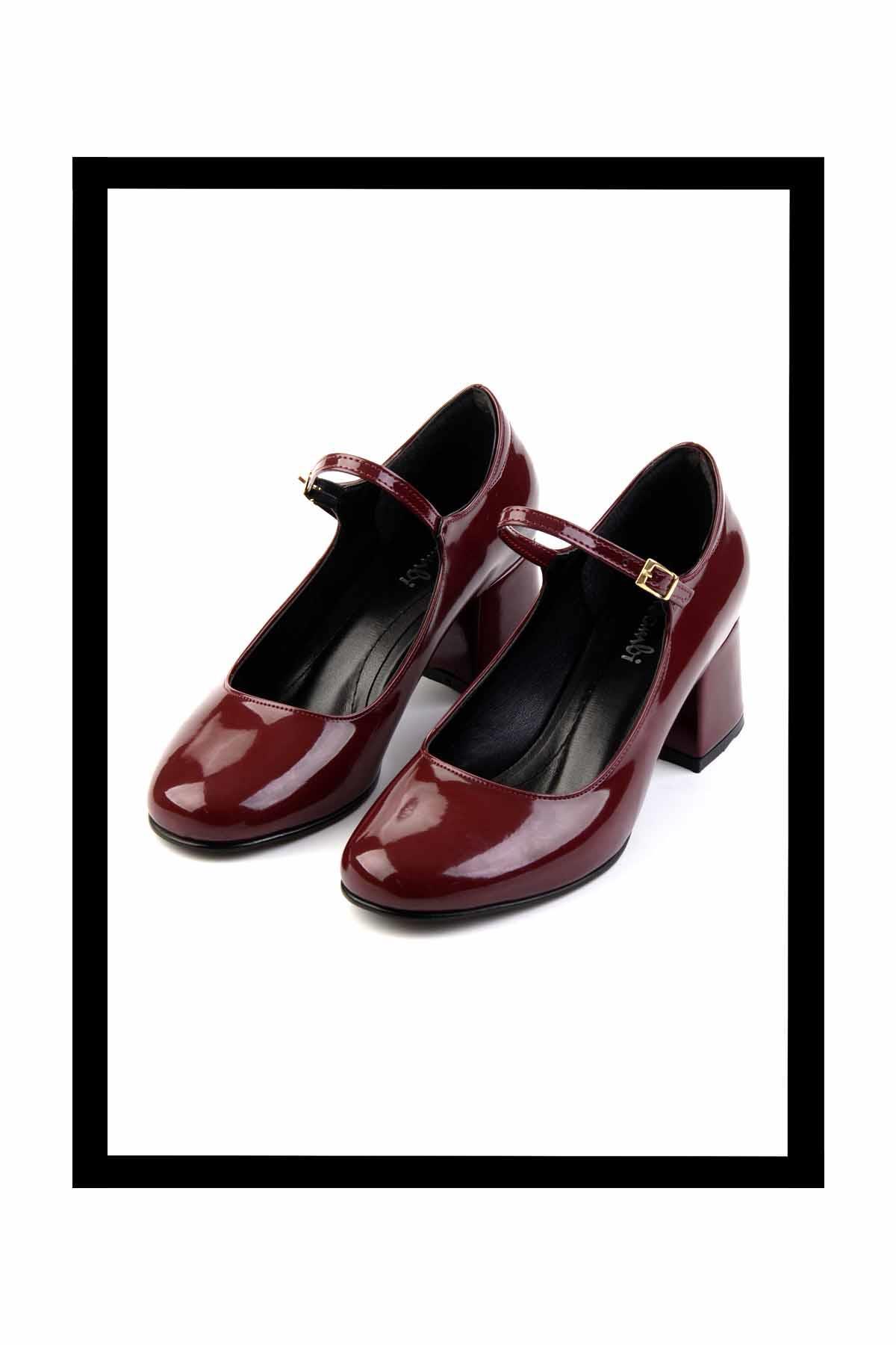 Bordo Rugan  Kadın Klasik Topuklu Ayakkabı K01992152508