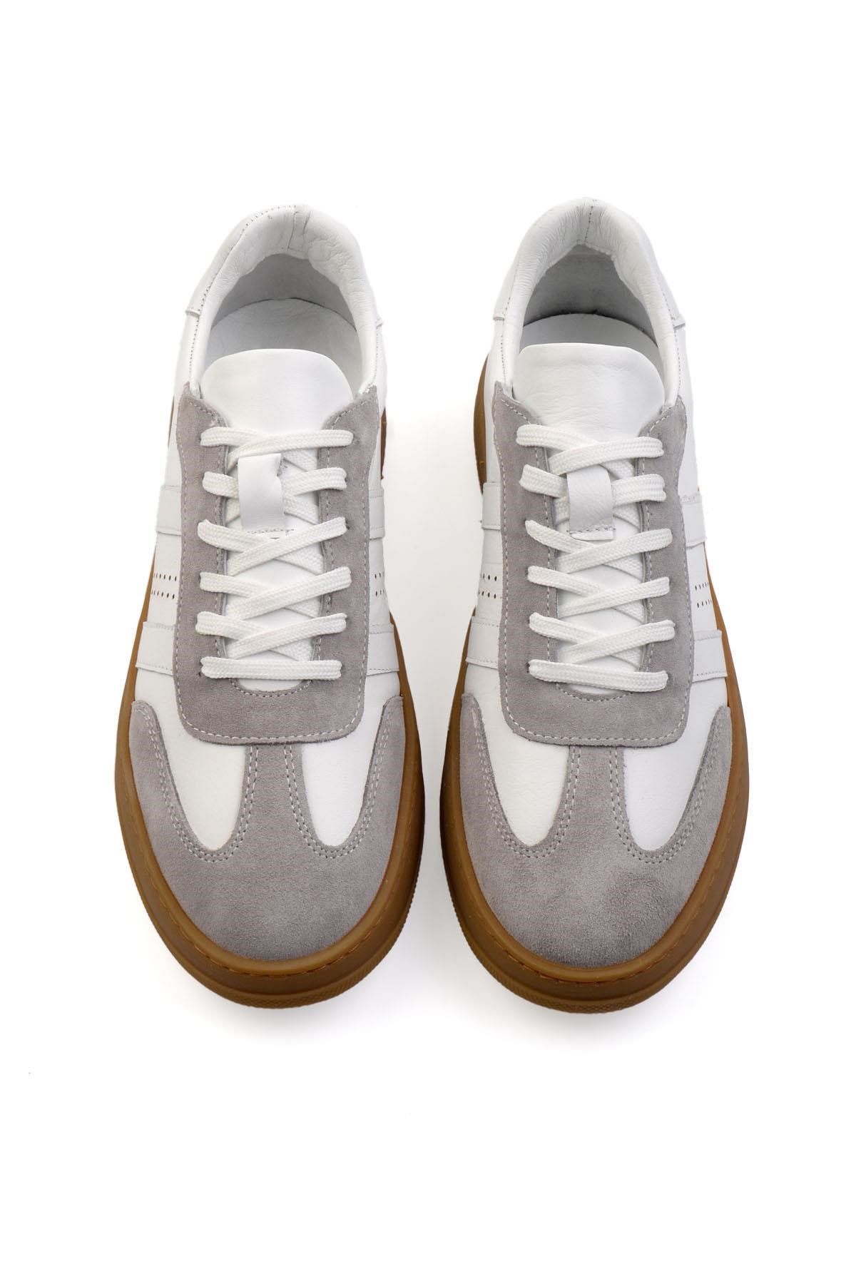 Buz Gri Hakiki Deri Erkek Sneaker E01759101802