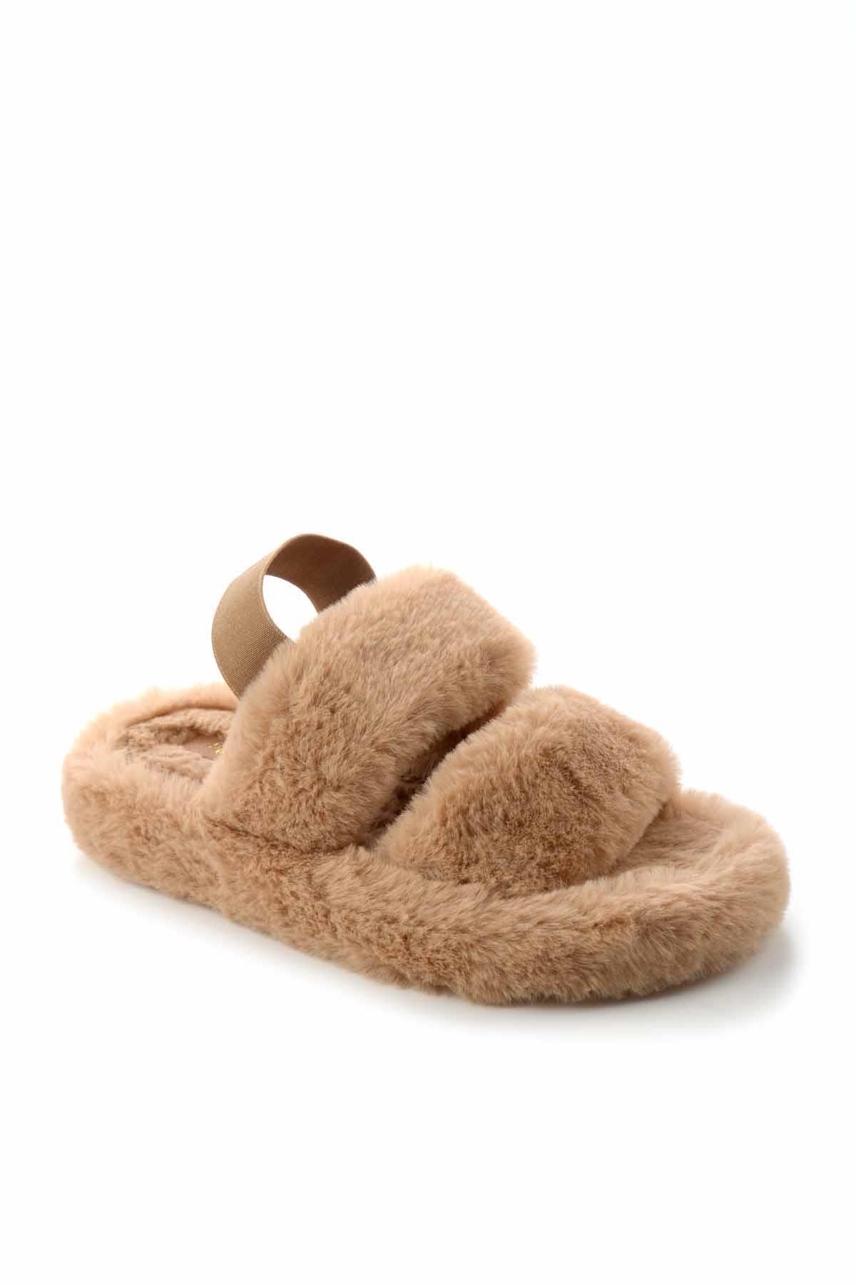 Camel Kürklü  Kadın Ev Terliği K04998000397