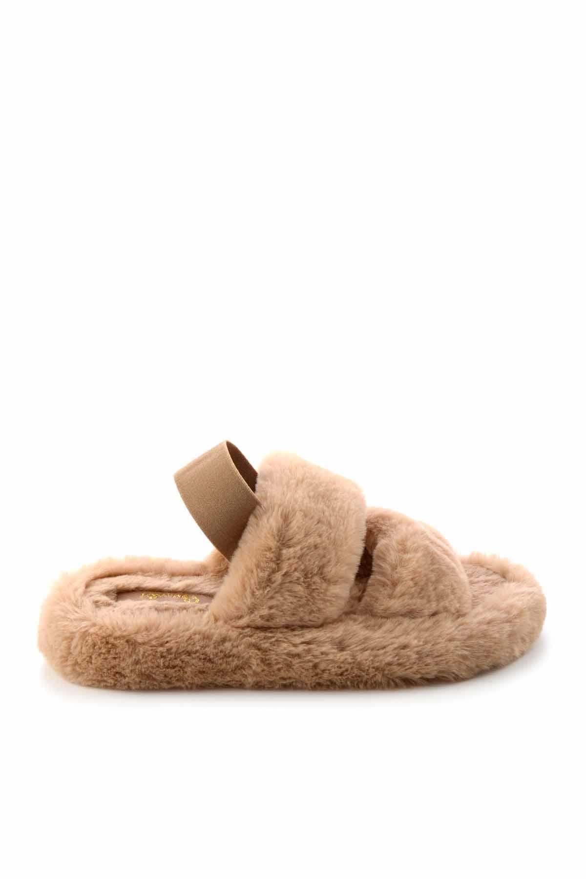 Camel Kürklü  Kadın Ev Terliği K04998000397