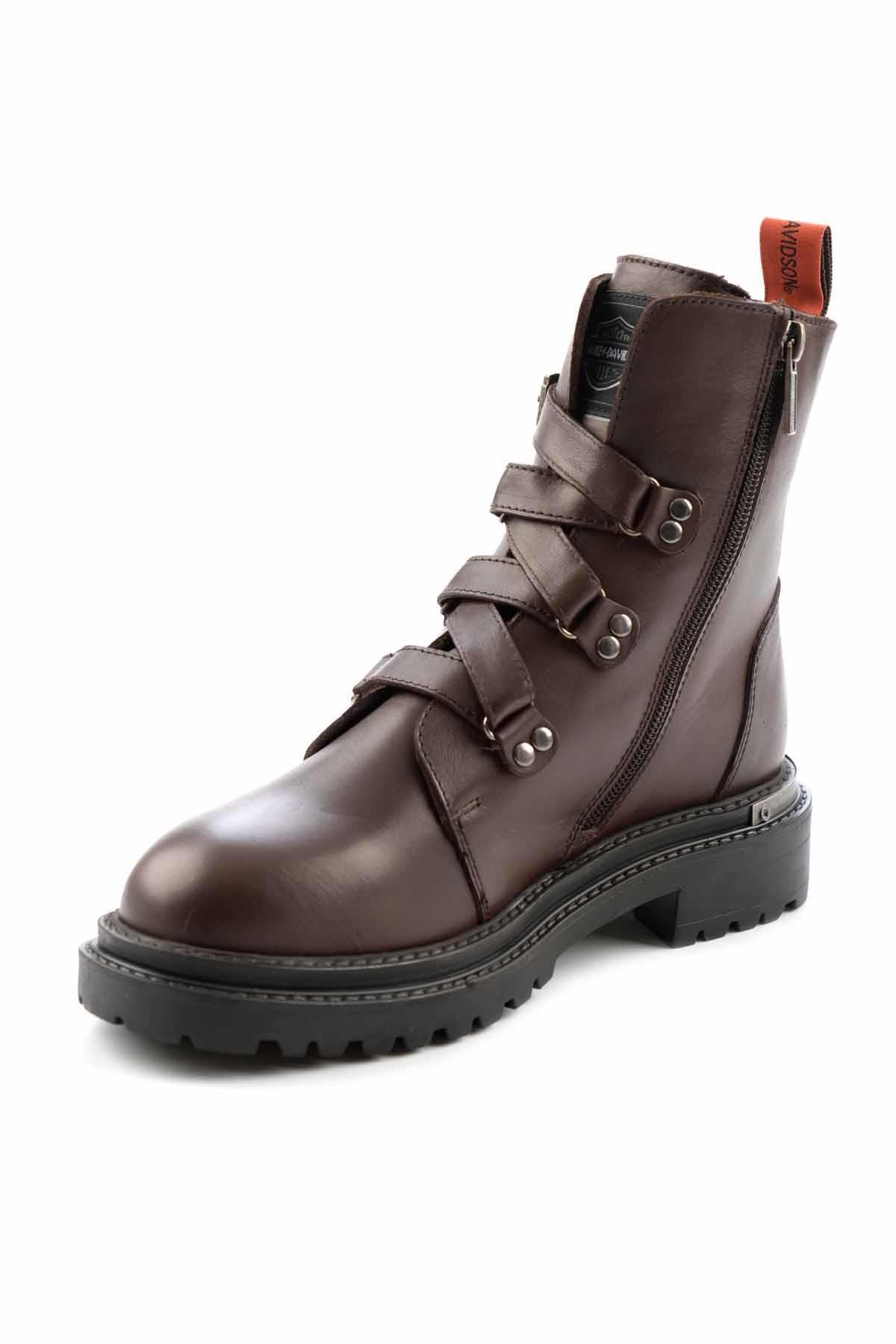 Dark Brown Hakiki Deri Kadın Bot & Bootie HD0777003003