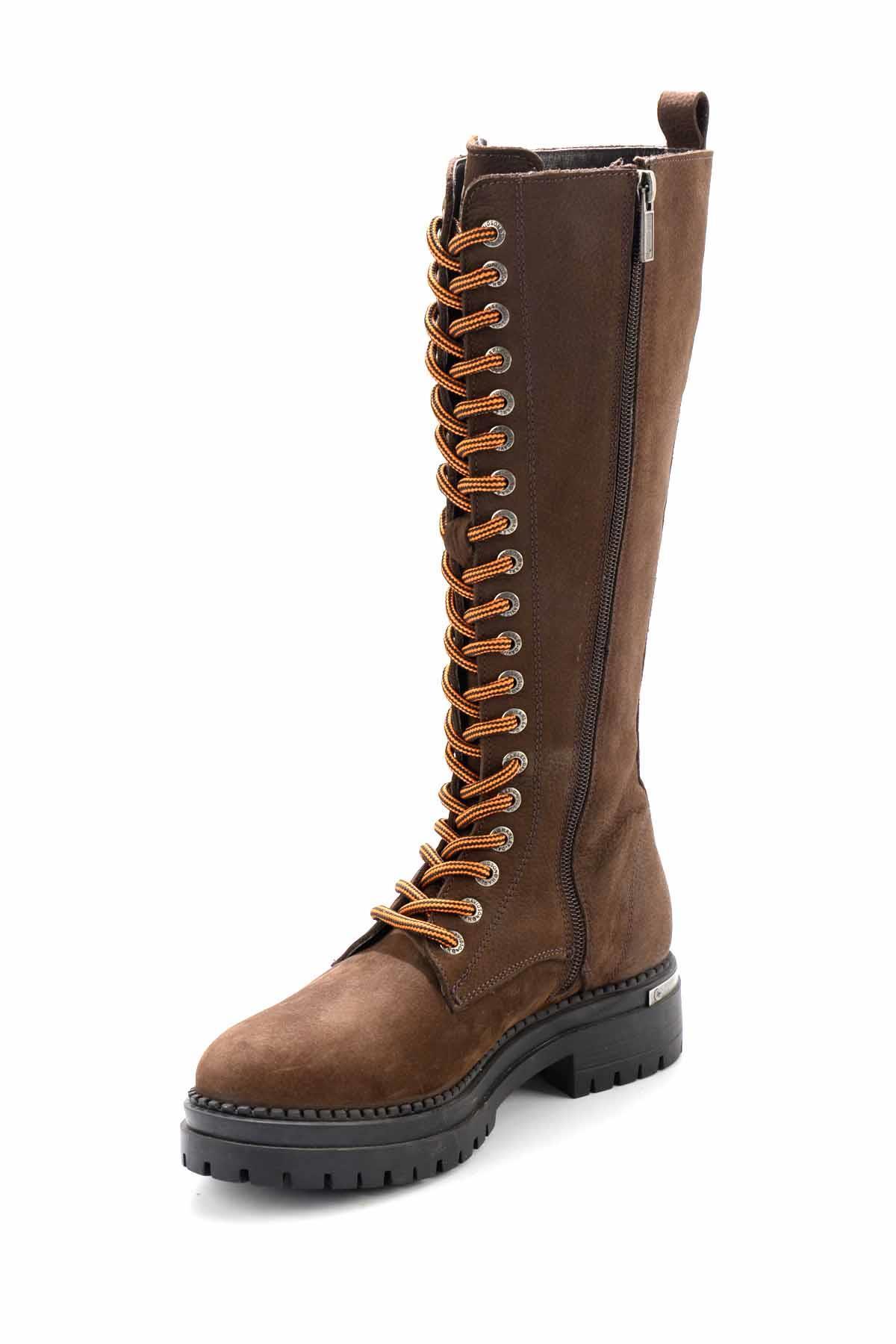 Dark Brown Nubuk Hakiki Deri Kadın Bot & Bootie HD0777002801