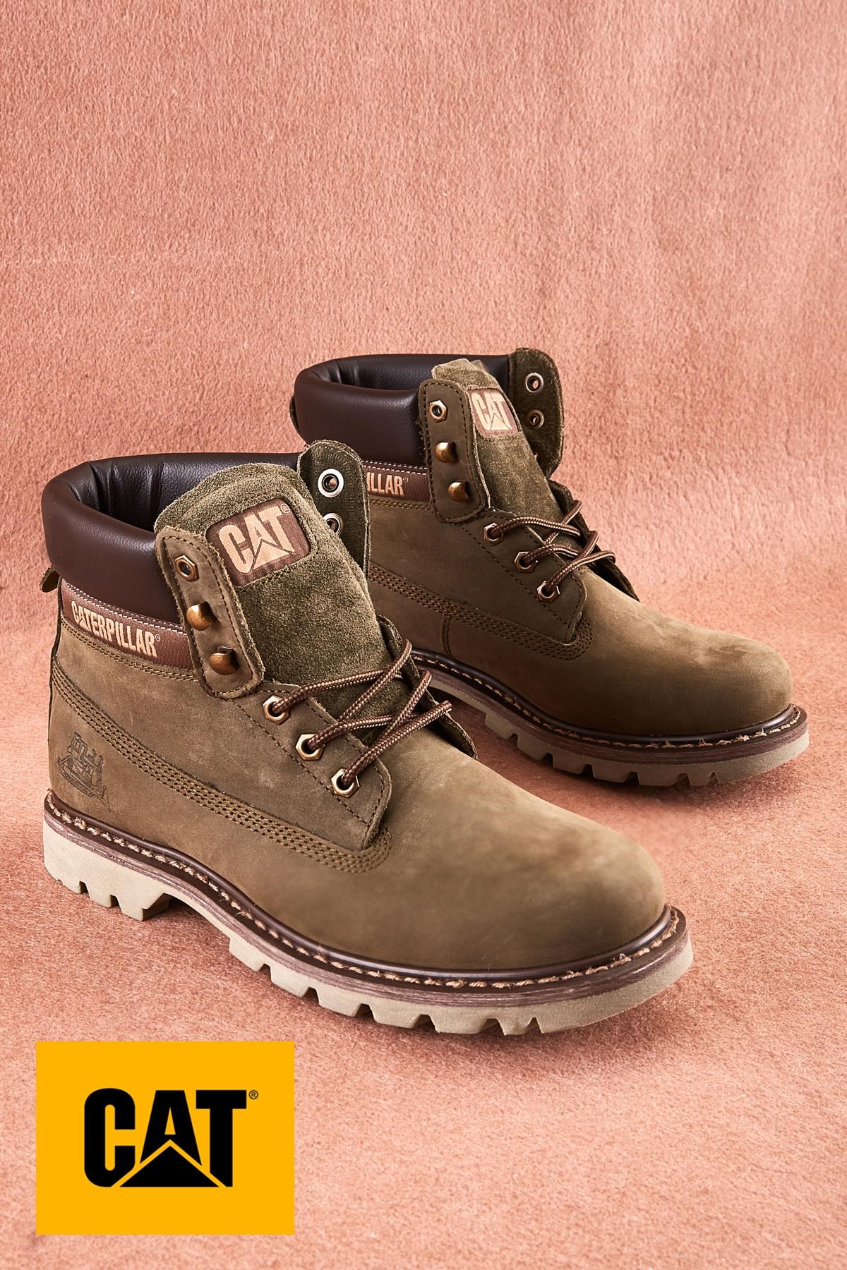 Dark Olive Hakiki Deri Erkek Bot & Bootie CAT1111000101