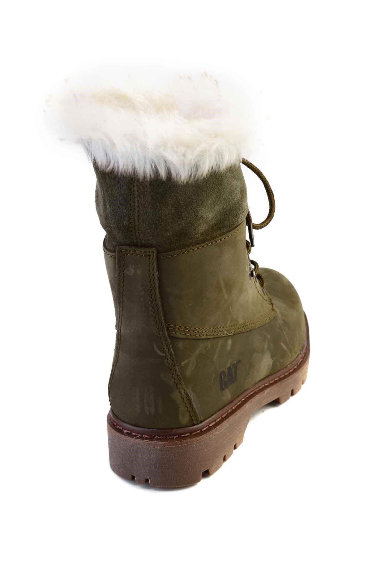 Dark Olive Hakiki Deri Kadın Bot & Bootie CAT0111118401