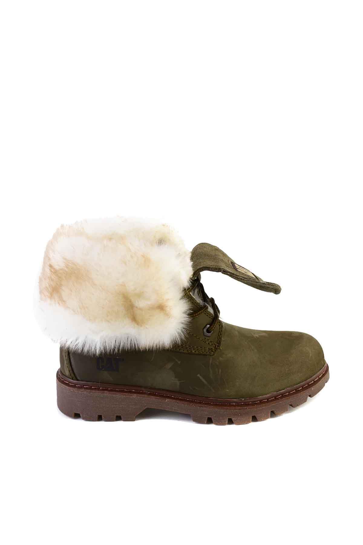 Dark Olive Nubuk Hakiki Deri Kadın Bot & Bootie CAT0111118401