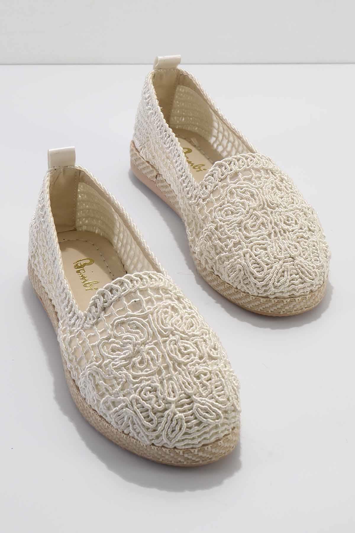 Ekru Örgü  Kadın Espadril K01578041116
