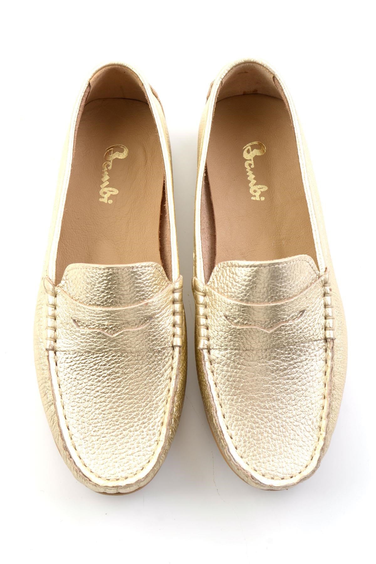 Gold Hakiki Deri Kadın Loafer Ayakkabı K01680000103