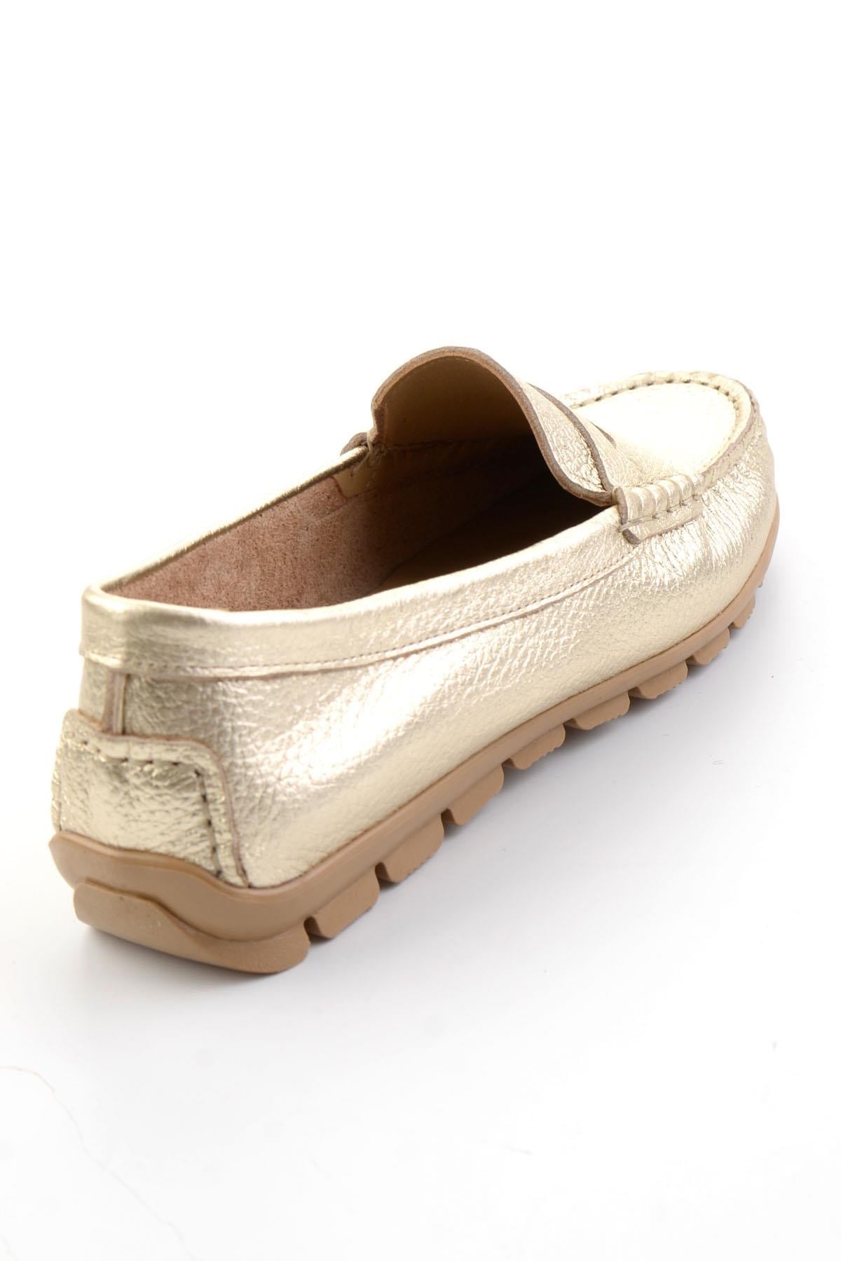 Gold Hakiki Deri Kadın Loafer Ayakkabı K01680000103