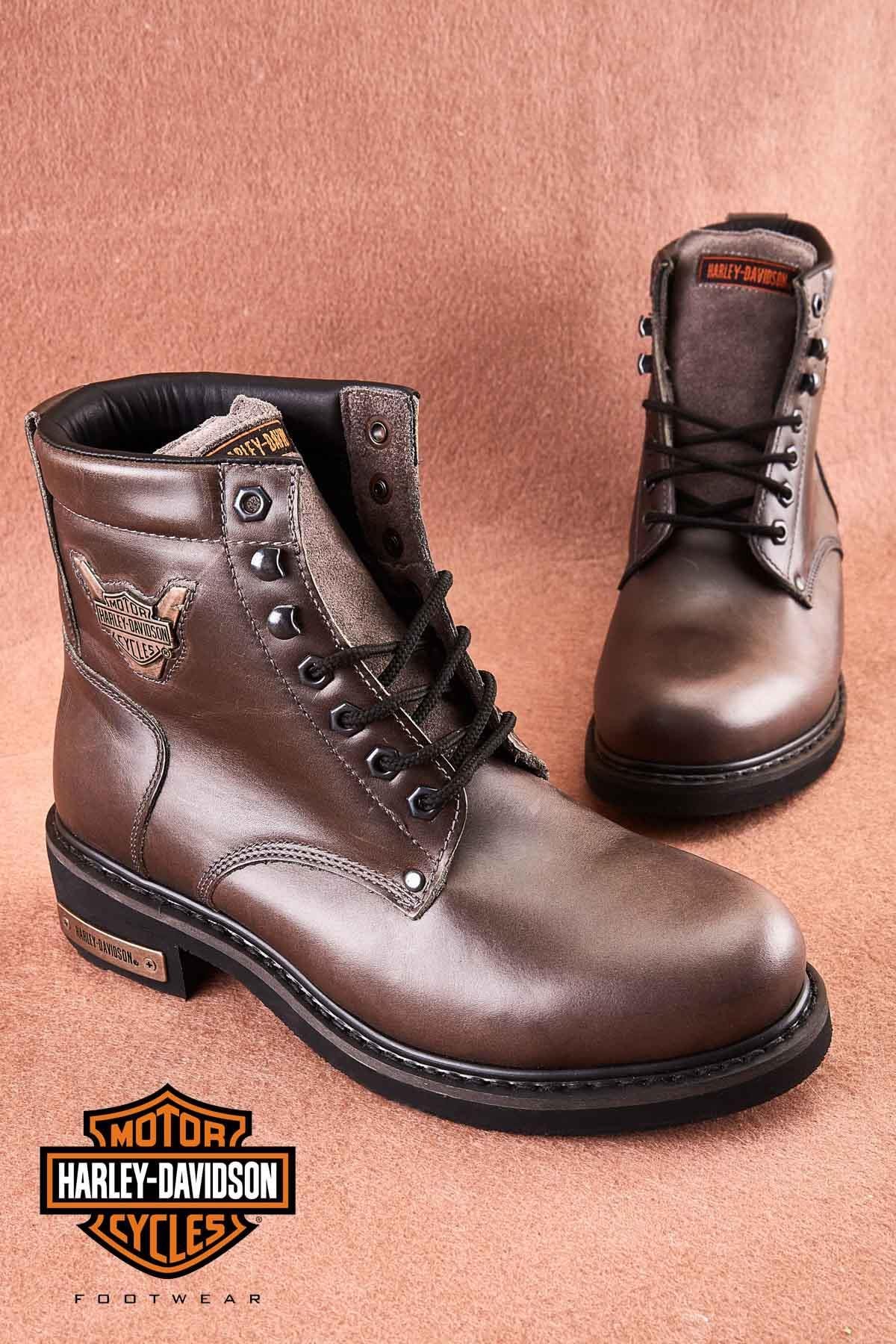 Grey Hakiki Deri Erkek Bot & Bootie HD1777009603