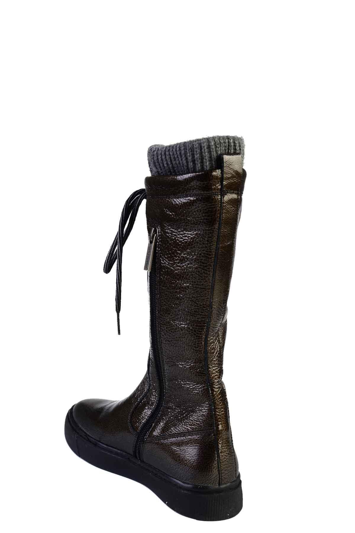 Grey Rugan Hakiki Deri Kadın Bot & Bootie G0897180508