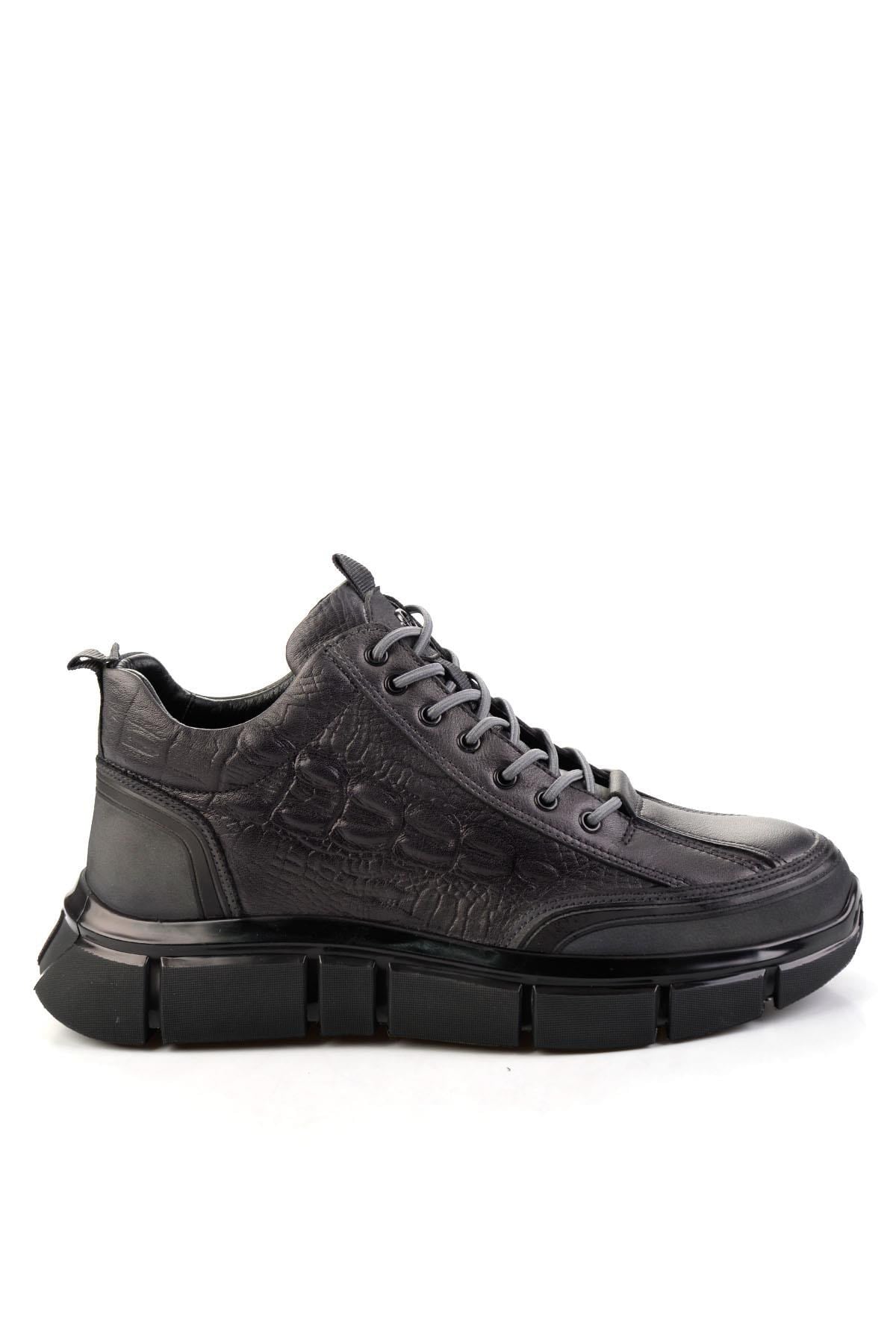 Gri Hakiki Deri Erkek Bot & Bootie E02398400103
