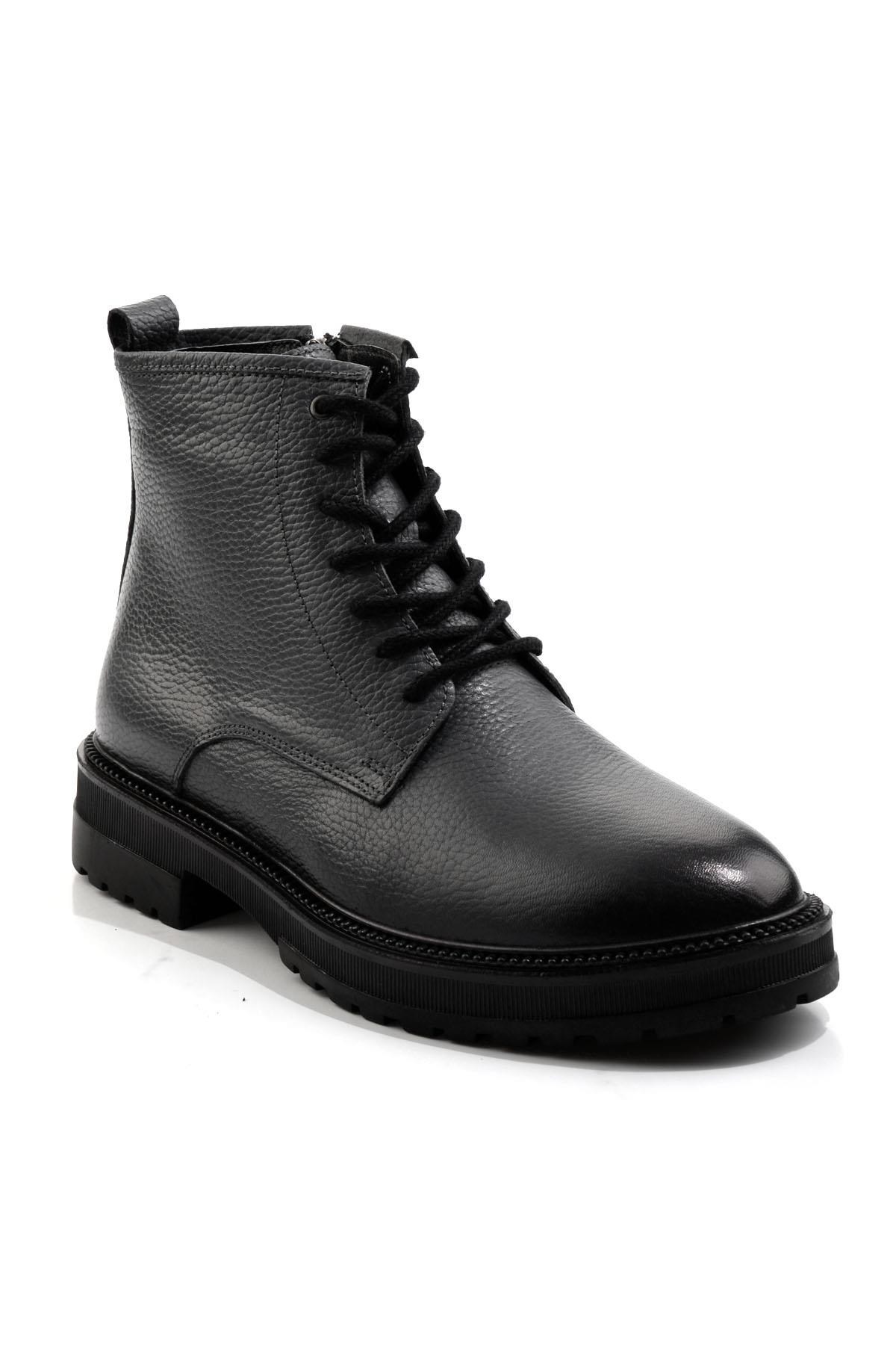 Gri Hakiki Deri Erkek Bot & Bootie E02594401340
