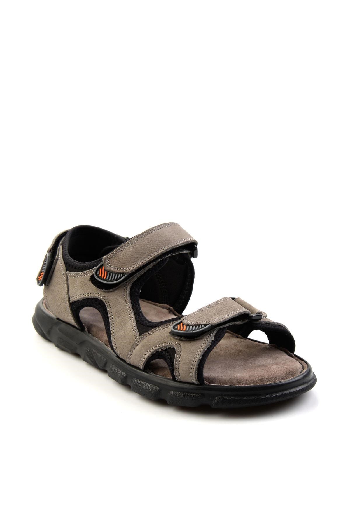 Gri Hakiki Deri Erkek Sandalet E05078102501