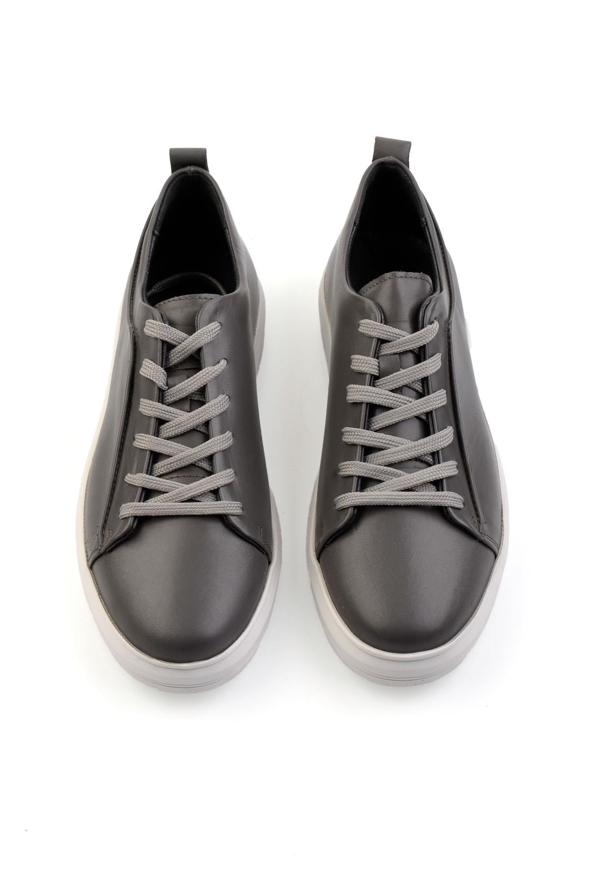 Gri Hakiki Deri Erkek Sneaker E01011030843