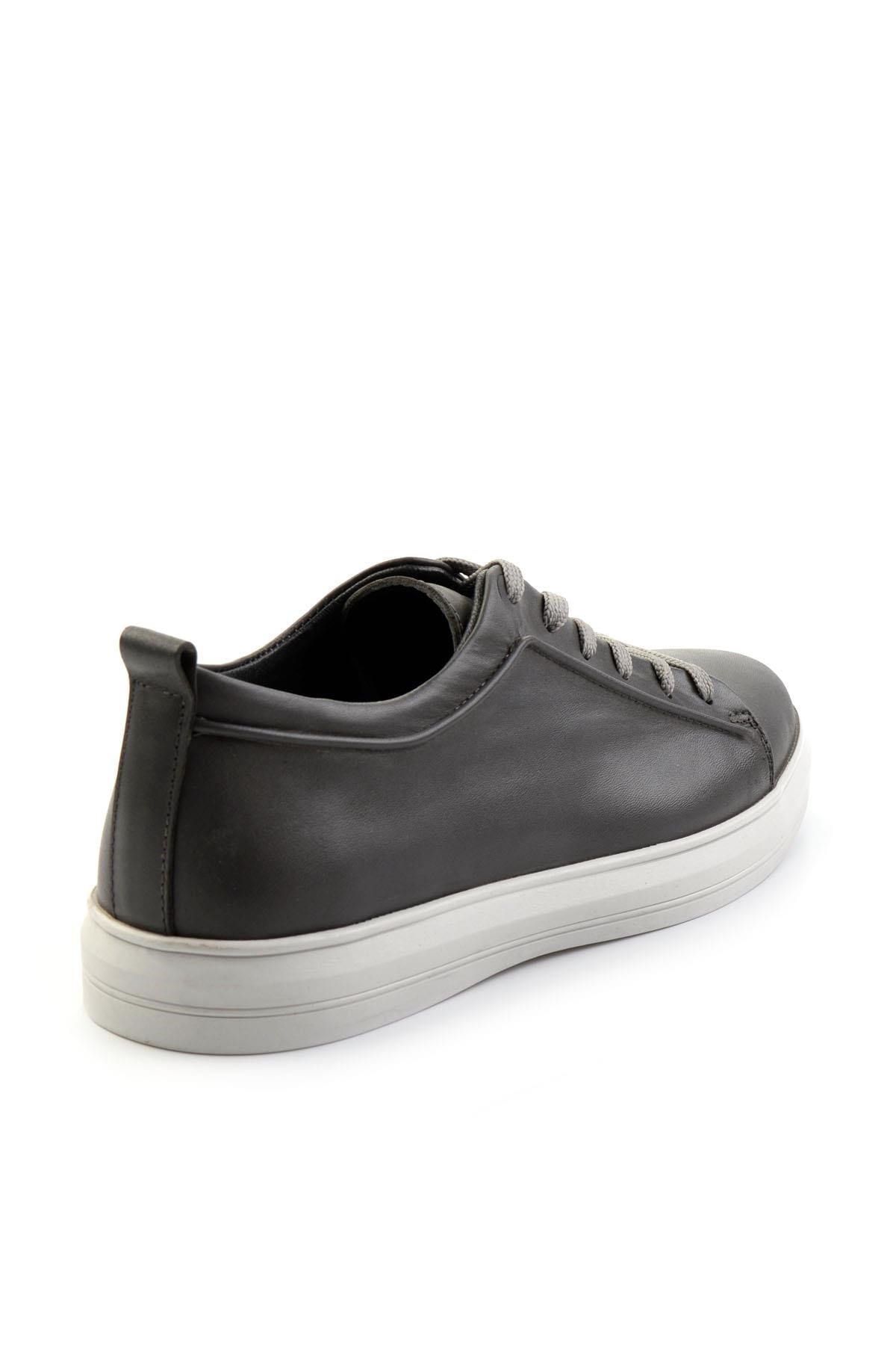 Gri Hakiki Deri Erkek Sneaker E01011030843