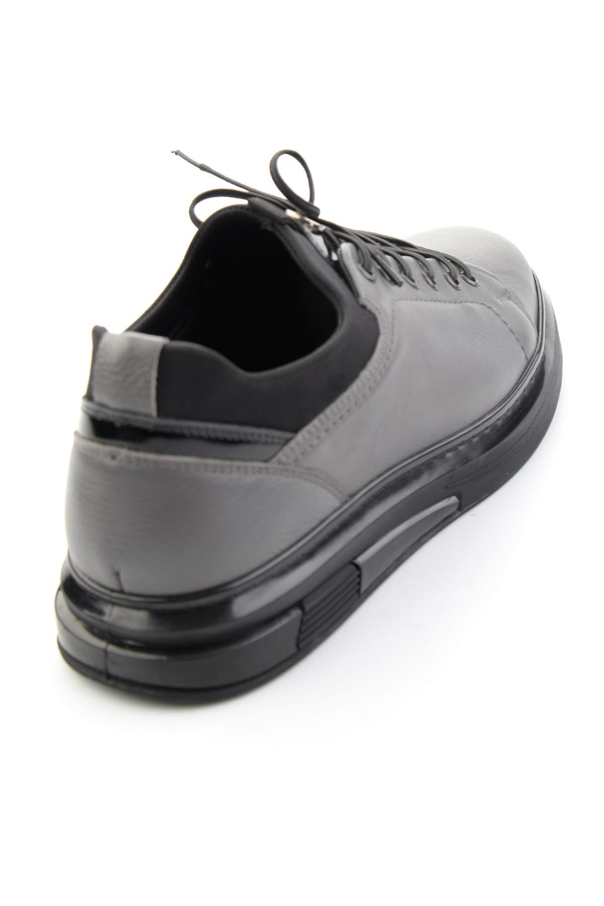 Gri Hakiki Deri Erkek Sneaker E01018198303