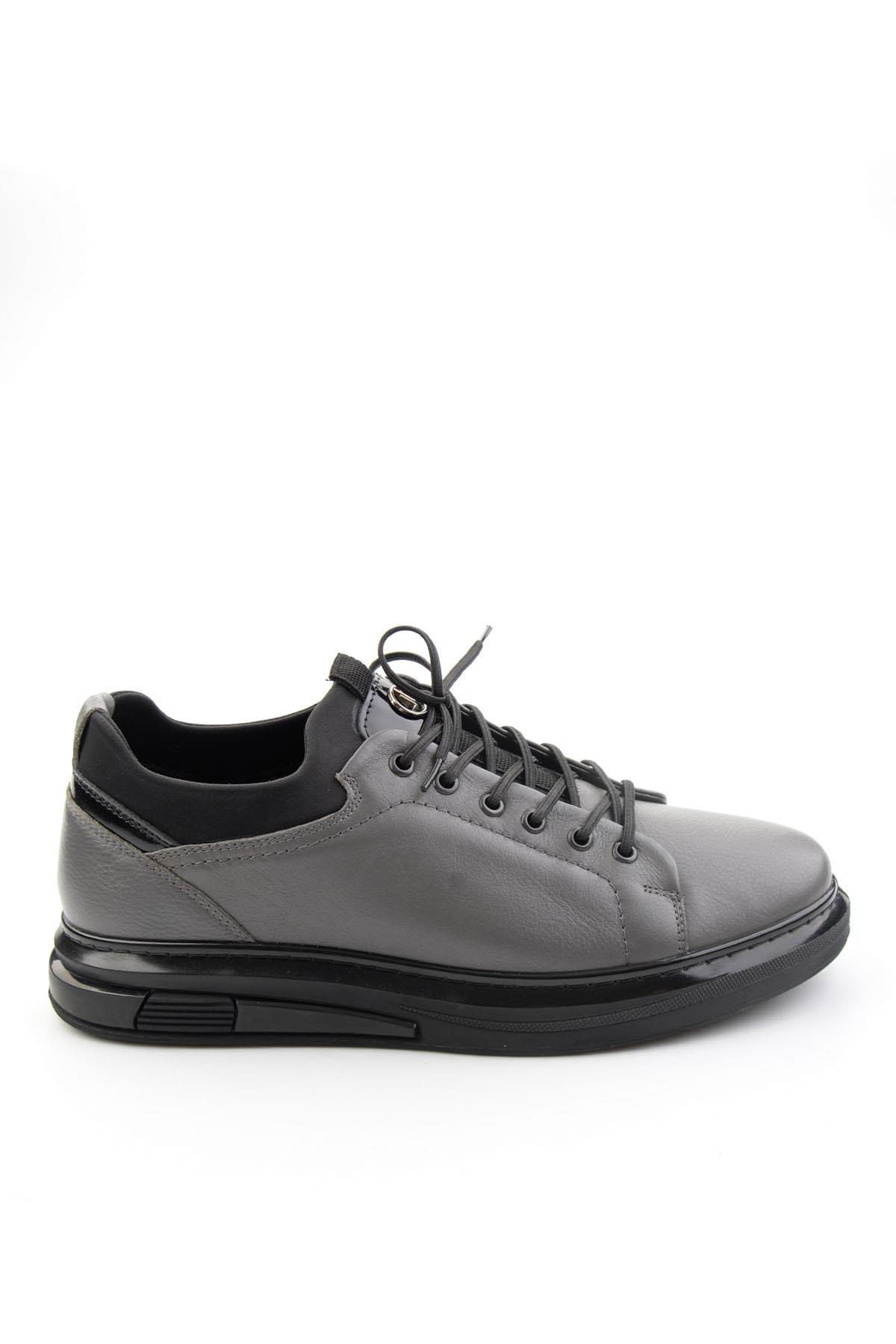 Gri Hakiki Deri Erkek Sneaker E01018198303
