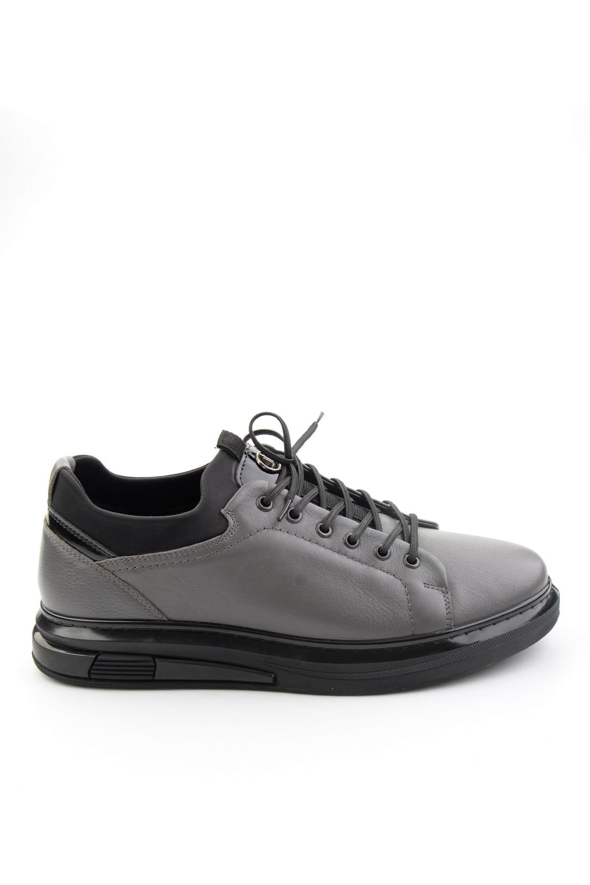 Gri Hakiki Deri Erkek Sneaker E01018198303