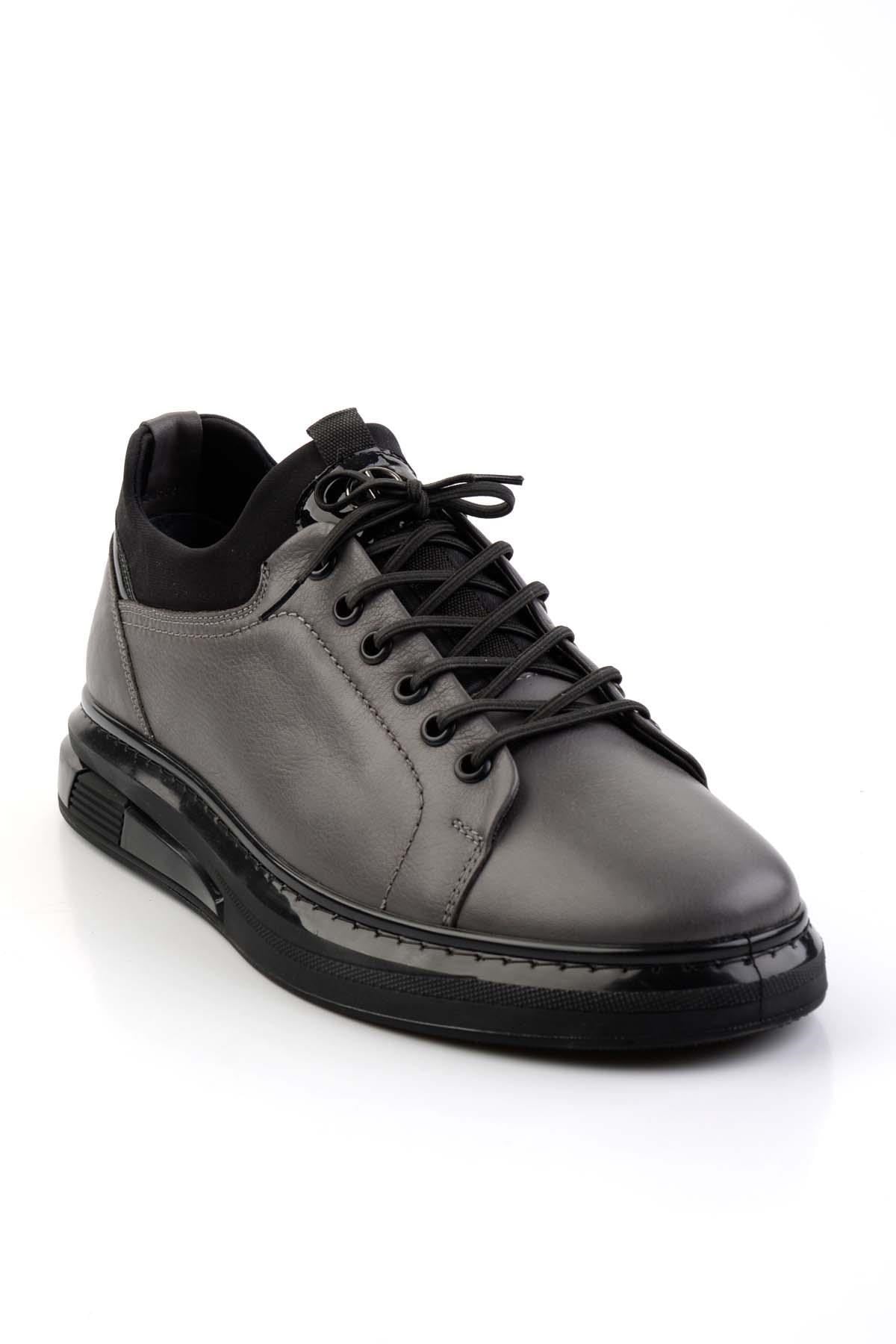 Gri Hakiki Deri Erkek Sneaker E01018198303
