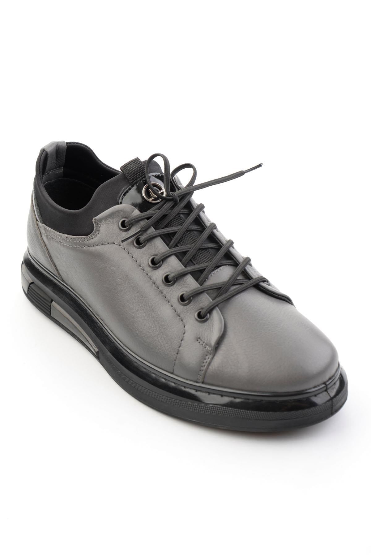 Gri Hakiki Deri Erkek Sneaker E01018198303