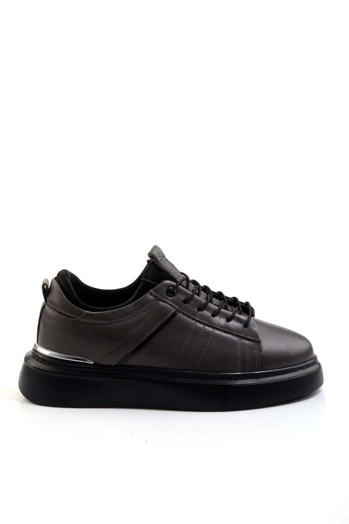 Gri Hakiki Deri Erkek Sneaker E01082010403
