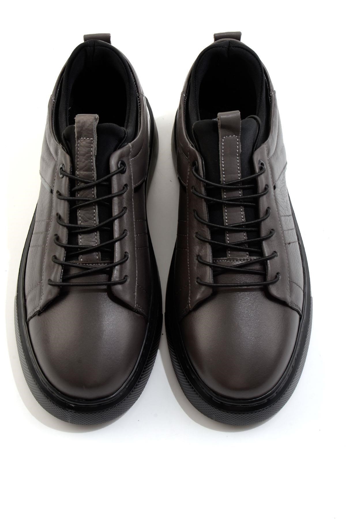 Gri Hakiki Deri Erkek Sneaker E01082010403