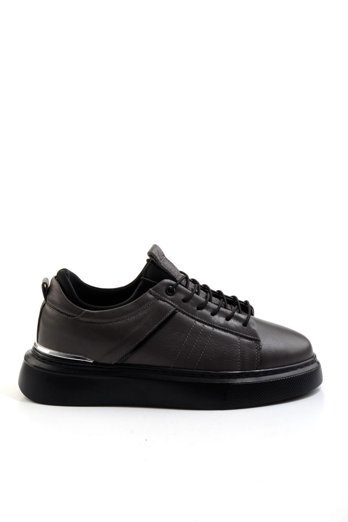Gri Hakiki Deri Erkek Sneaker E01082010403