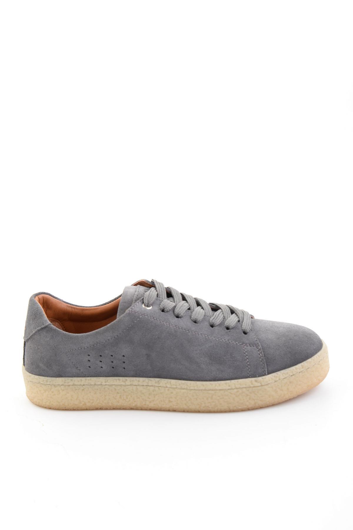 Gri Hakiki Deri Erkek Sneaker E01396009902