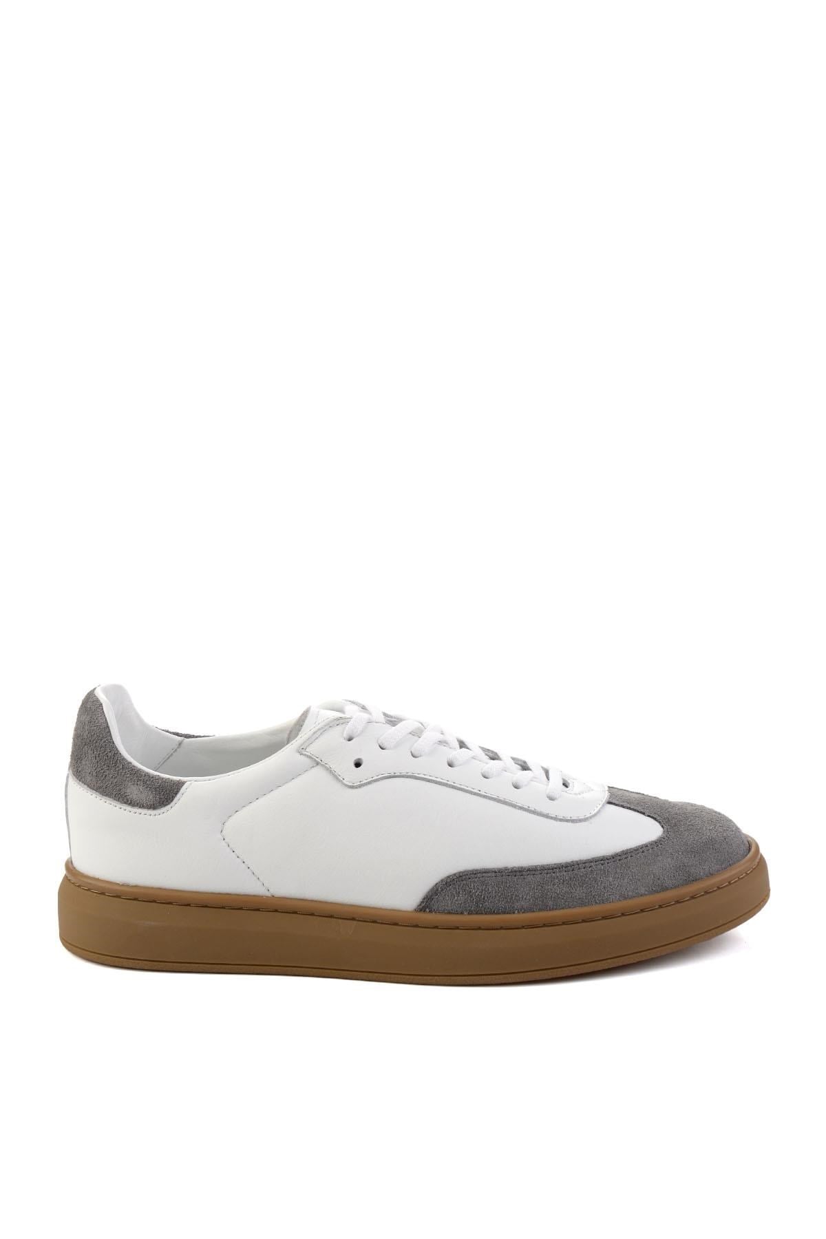 Gri Hakiki Deri Erkek Sneaker E01442421502
