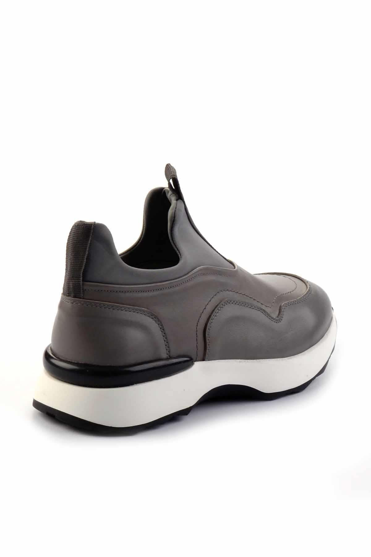 Gri Hakiki Deri Erkek Sneaker E01585729203