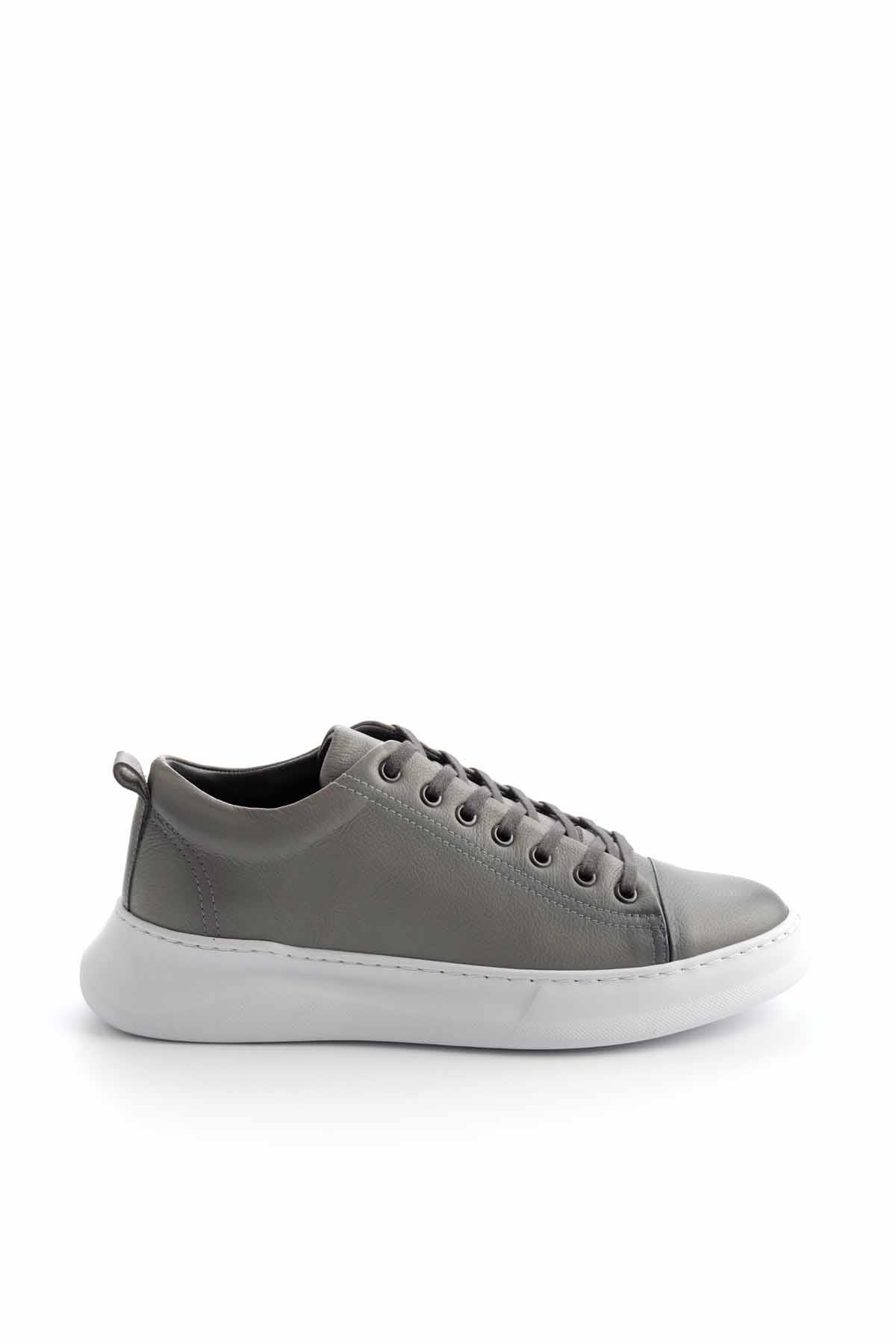 Gri Hakiki Deri Erkek Sneaker E01759021603