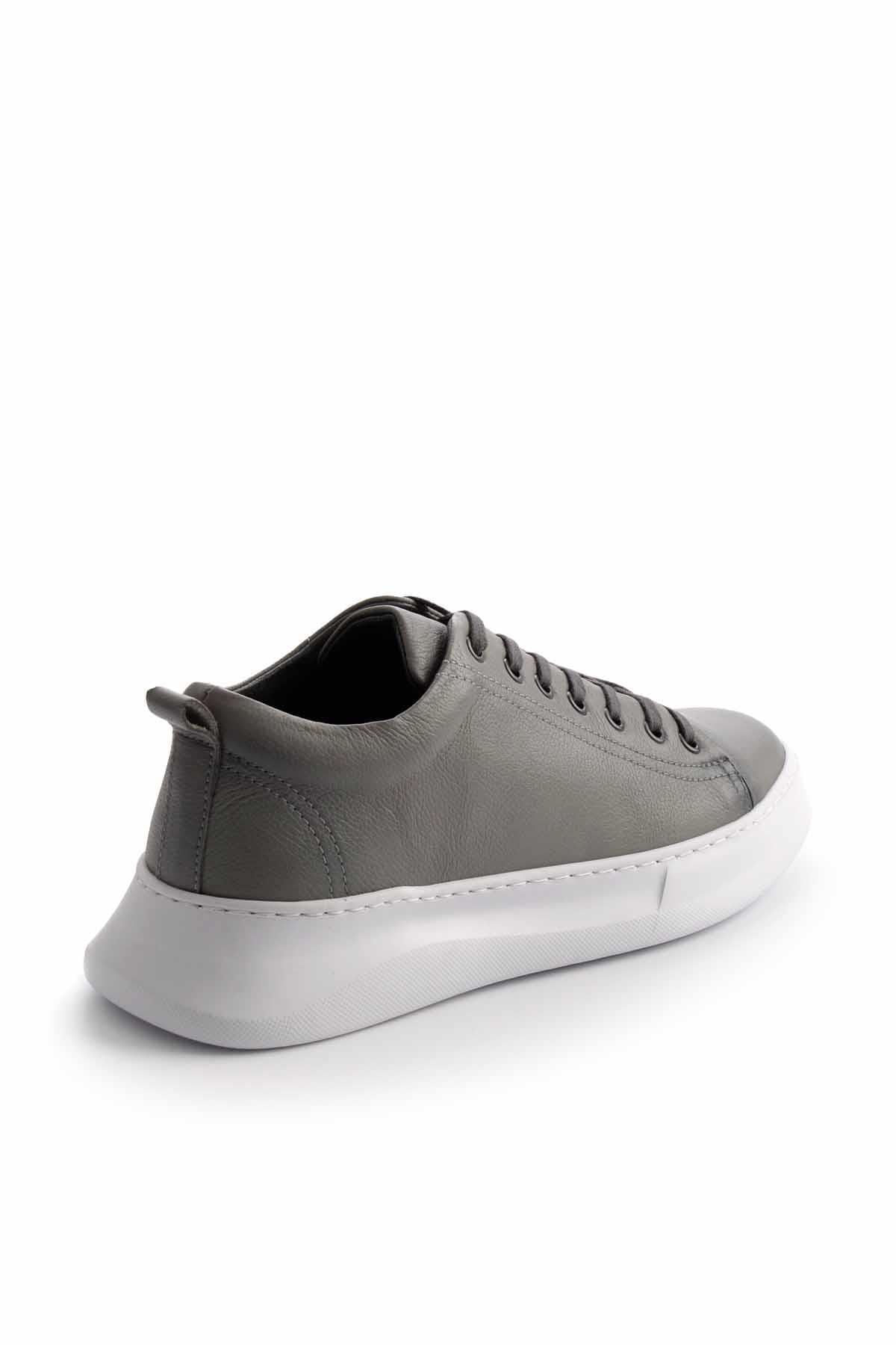 Gri Hakiki Deri Erkek Sneaker E01759021603