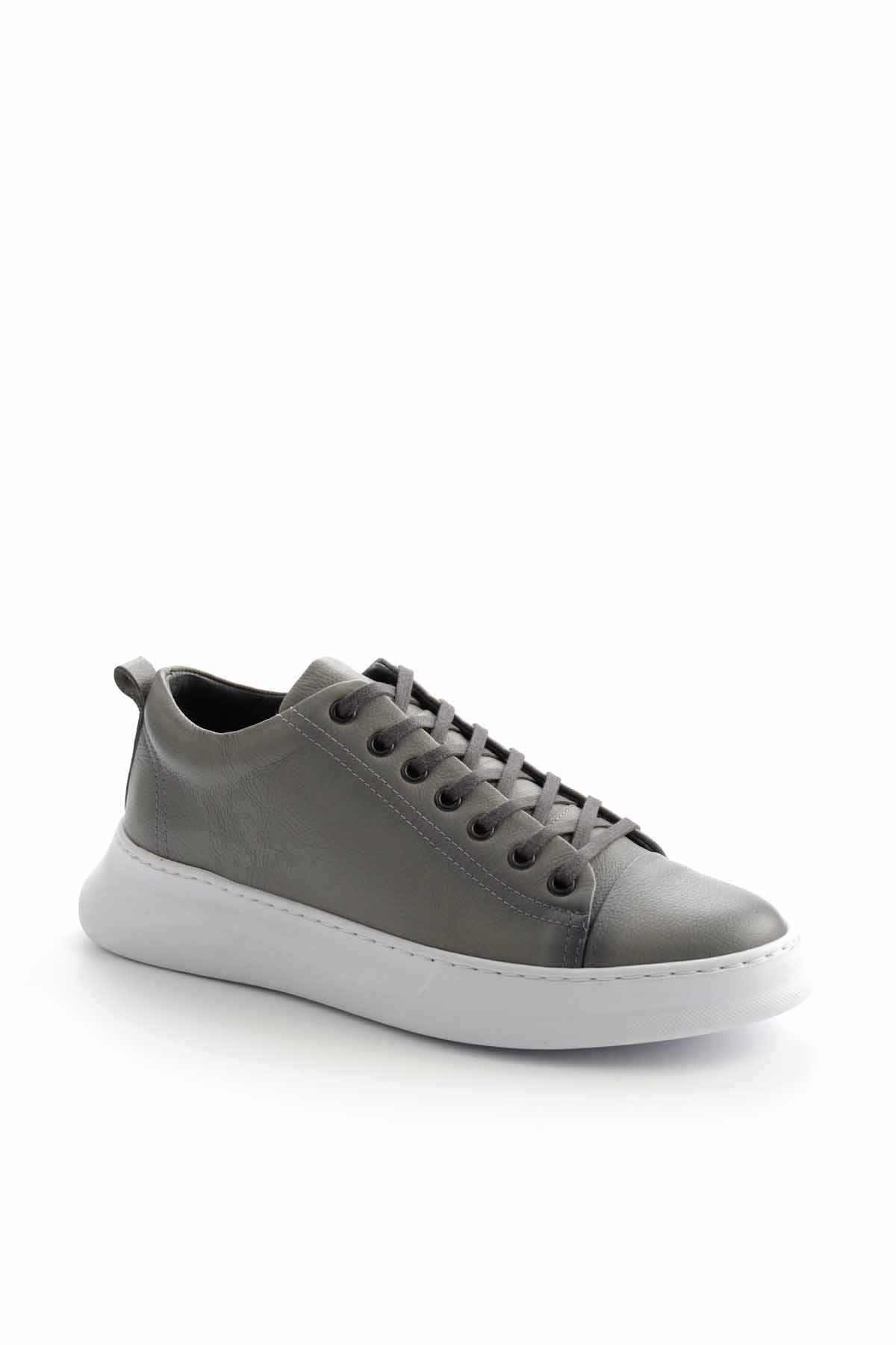Gri Hakiki Deri Erkek Sneaker E01759021603