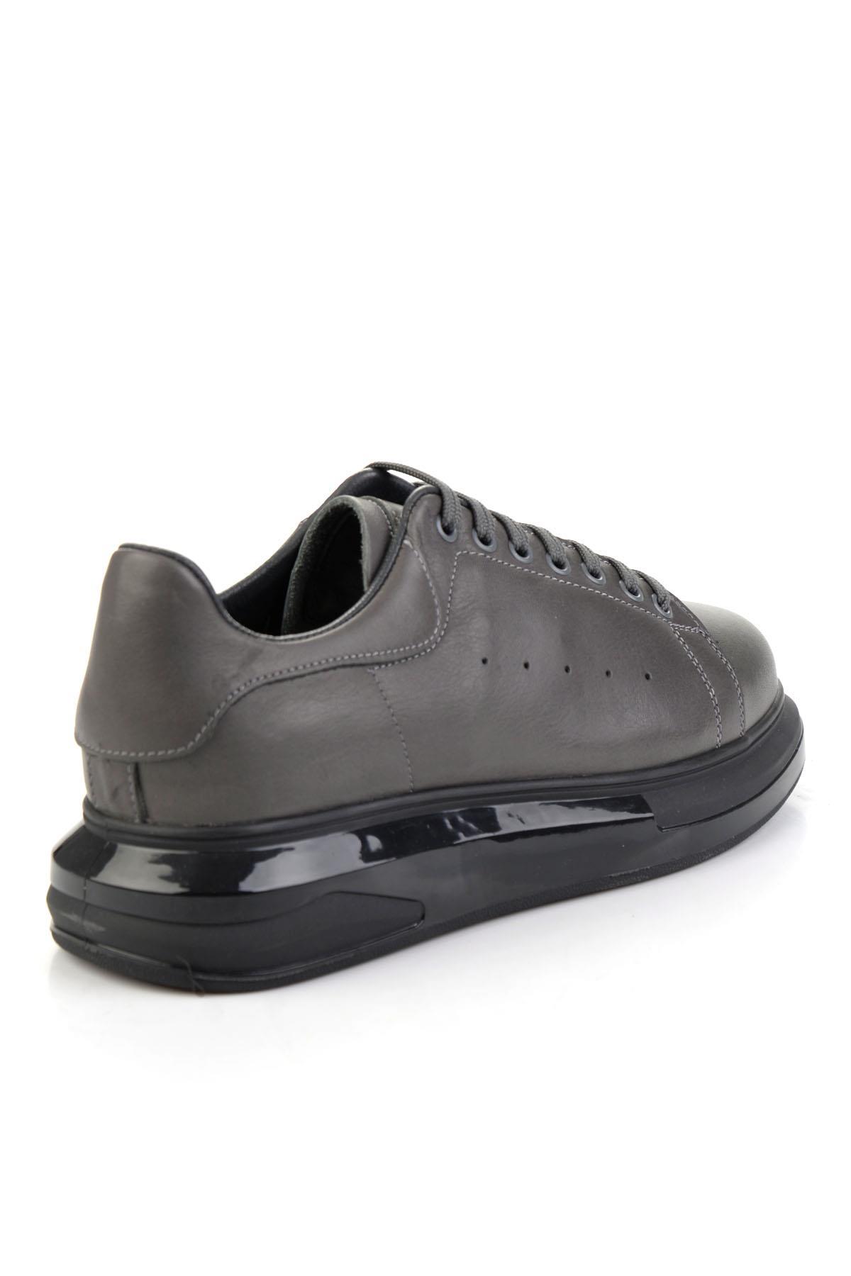 Gri Hakiki Deri Erkek Sneaker E01811100743