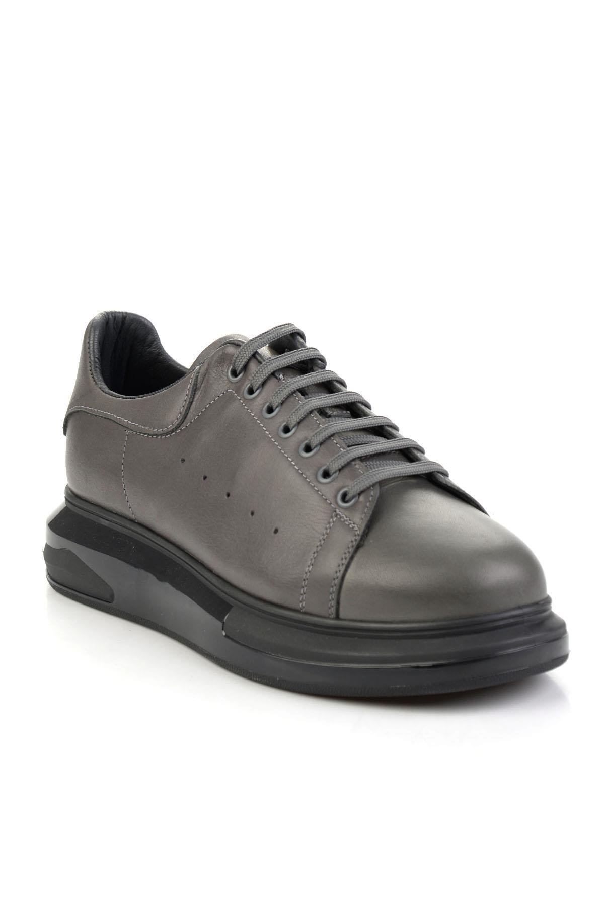 Gri Hakiki Deri Erkek Sneaker E01811100743