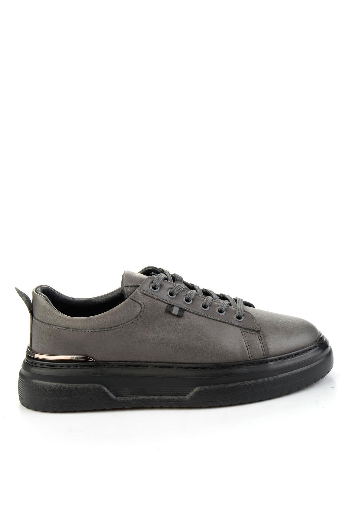 Gri Hakiki Deri Erkek Sneaker E01811604443