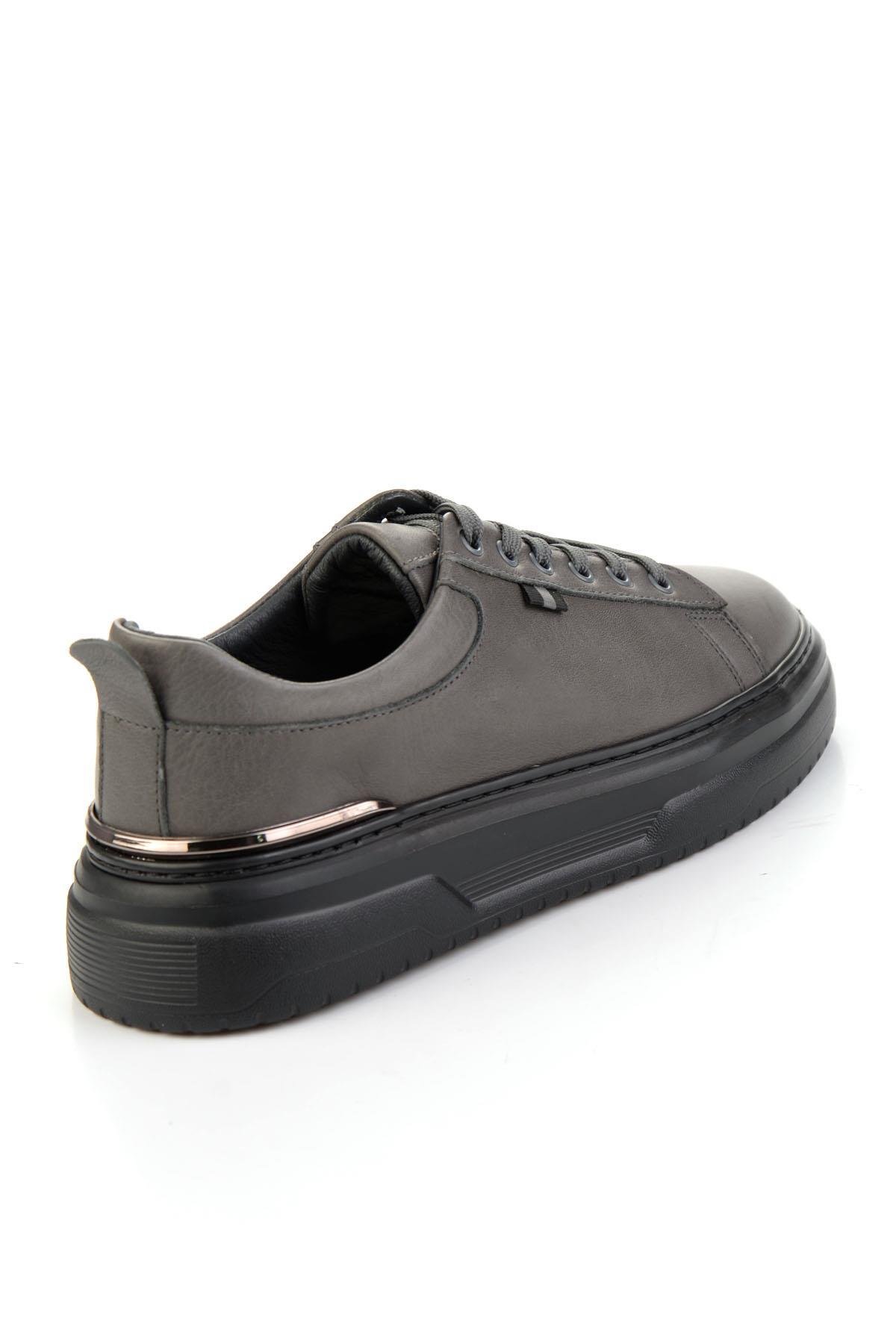 Gri Hakiki Deri Erkek Sneaker E01811604443