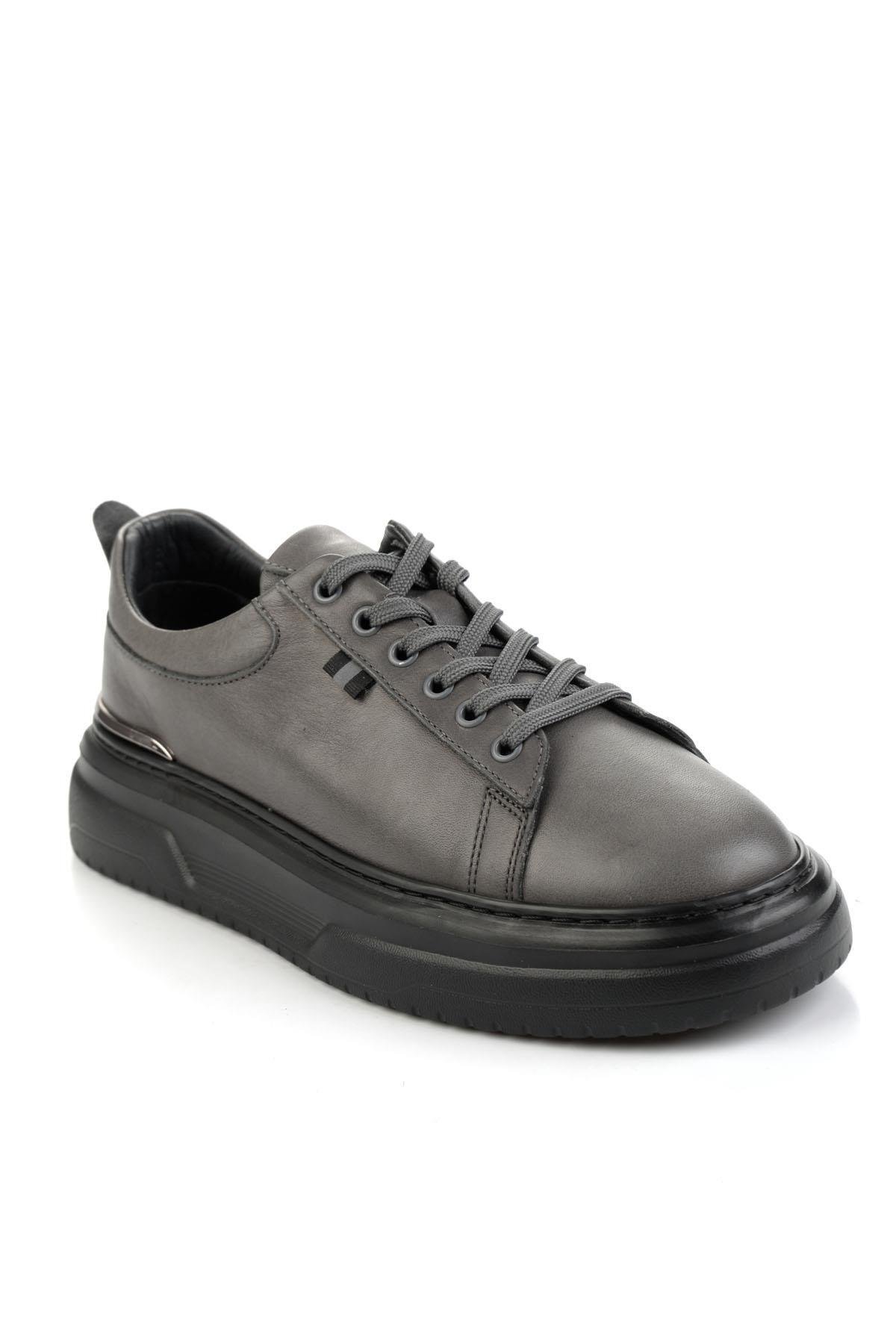 Gri Hakiki Deri Erkek Sneaker E01811604443