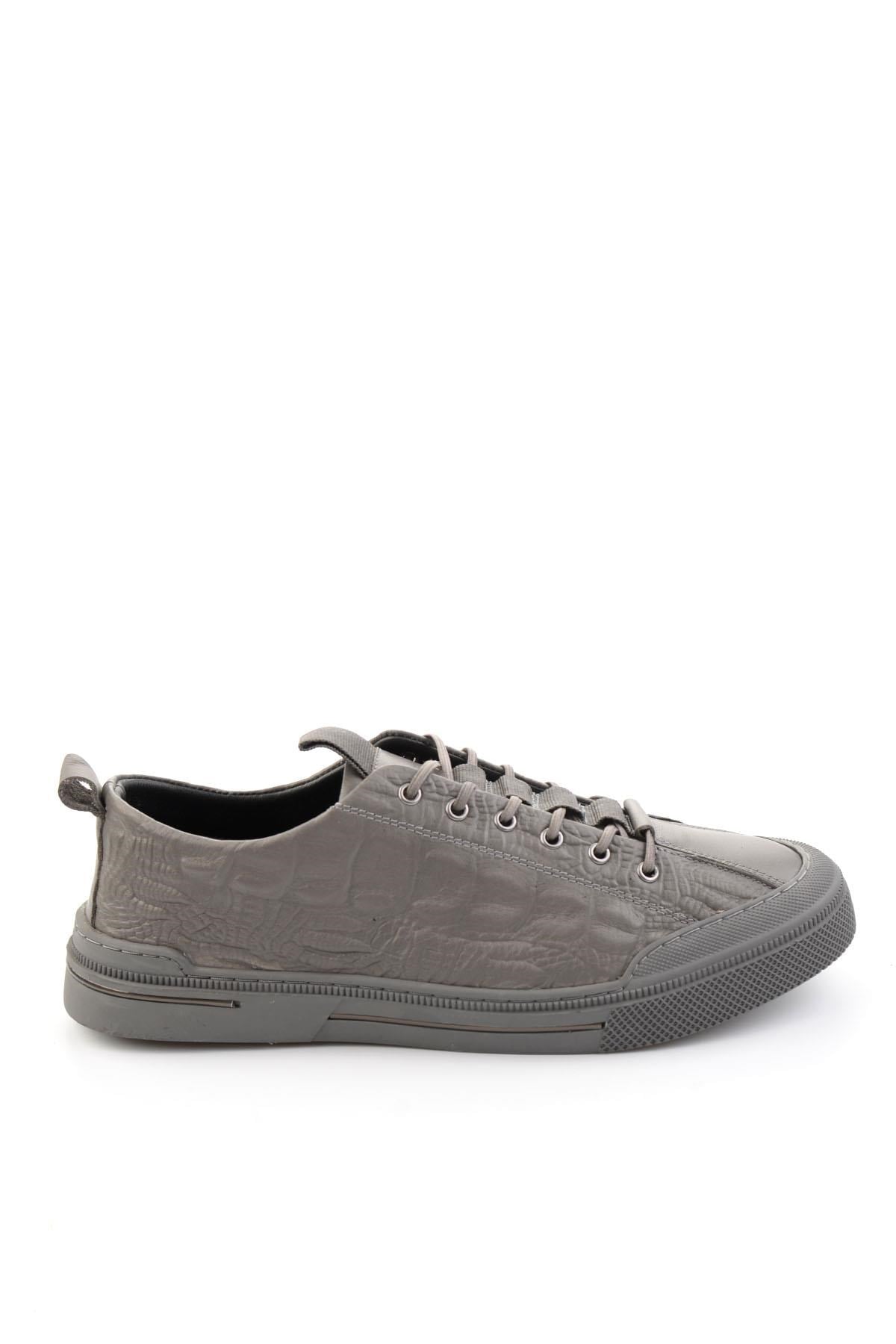 Gri Hakiki Deri Erkek Sneaker E01900251044