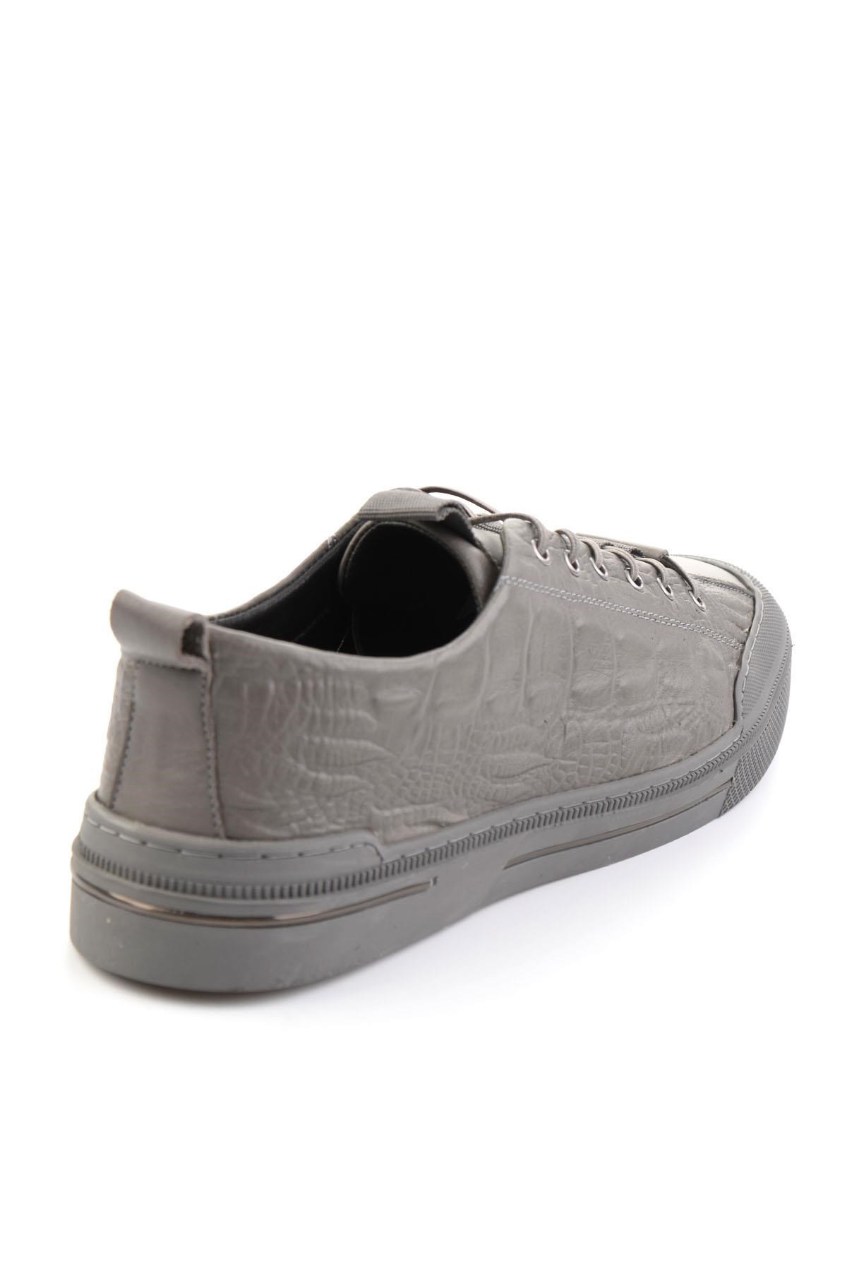 Gri Hakiki Deri Erkek Sneaker E01900251044