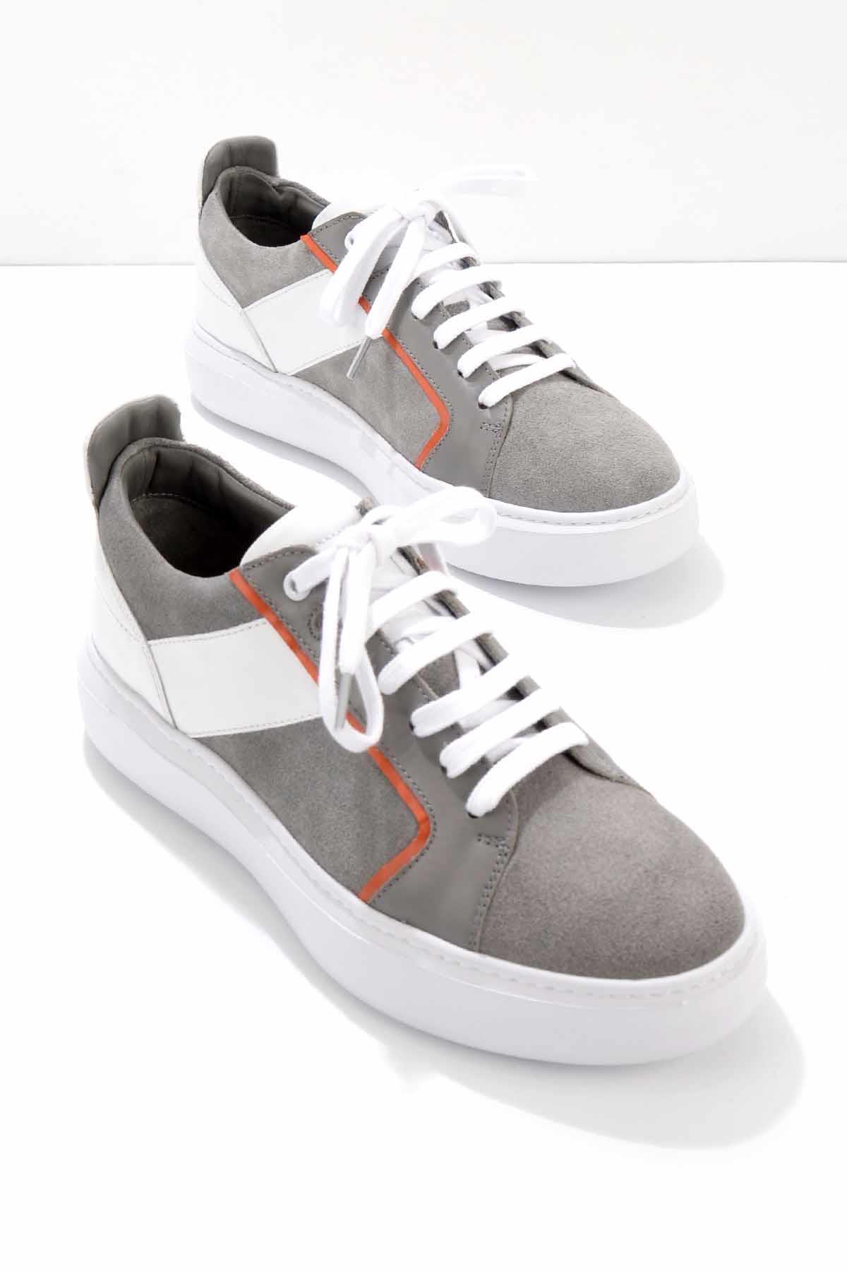 Gri Süet Hakiki Deri Erkek Sneaker E01901251402