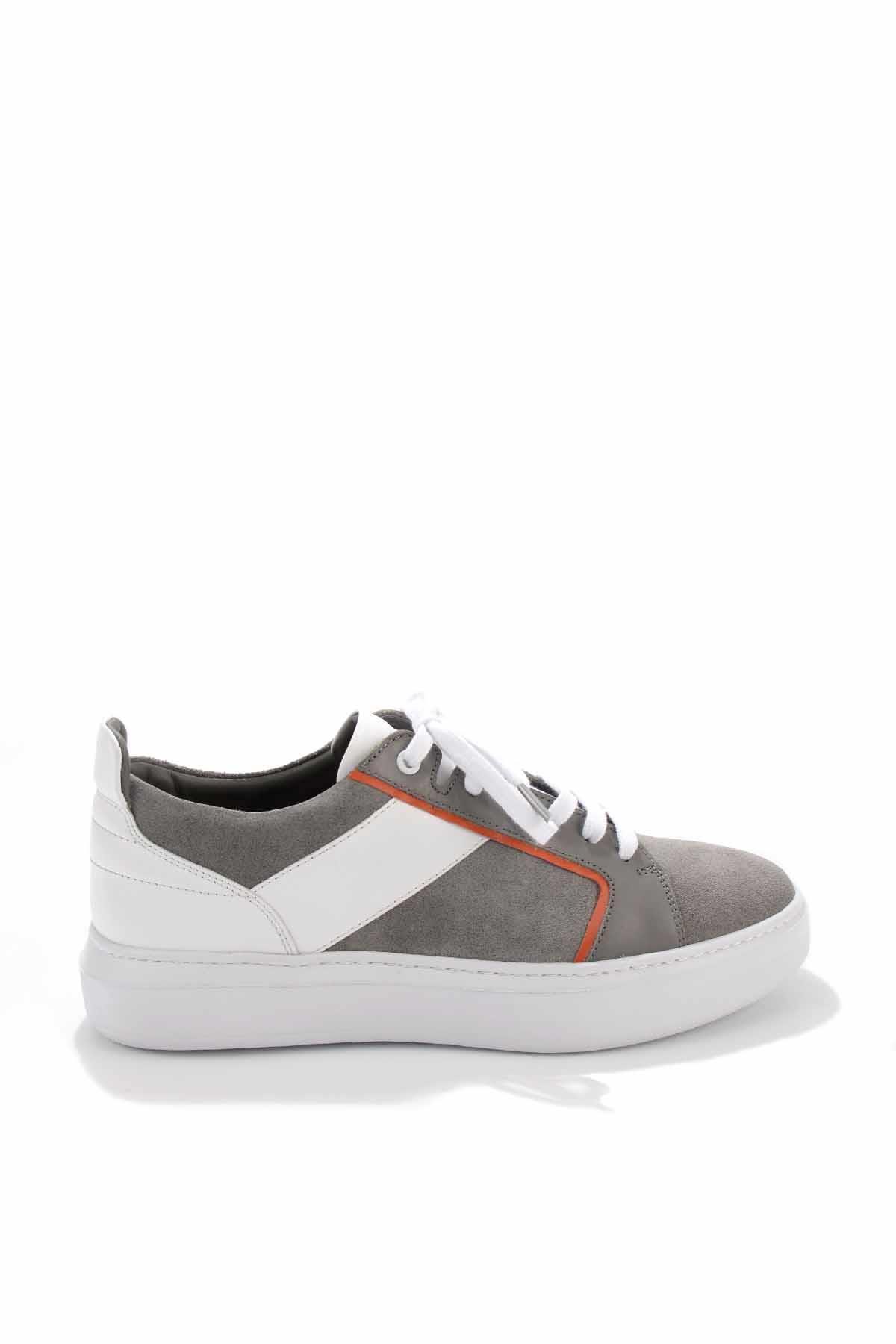 Gri Süet Hakiki Deri Erkek Sneaker E01901251402