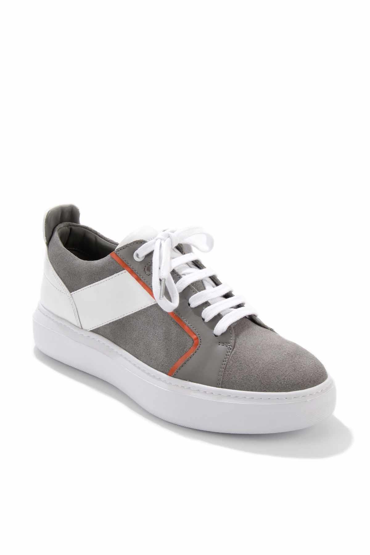 Gri Süet Hakiki Deri Erkek Sneaker E01901251402