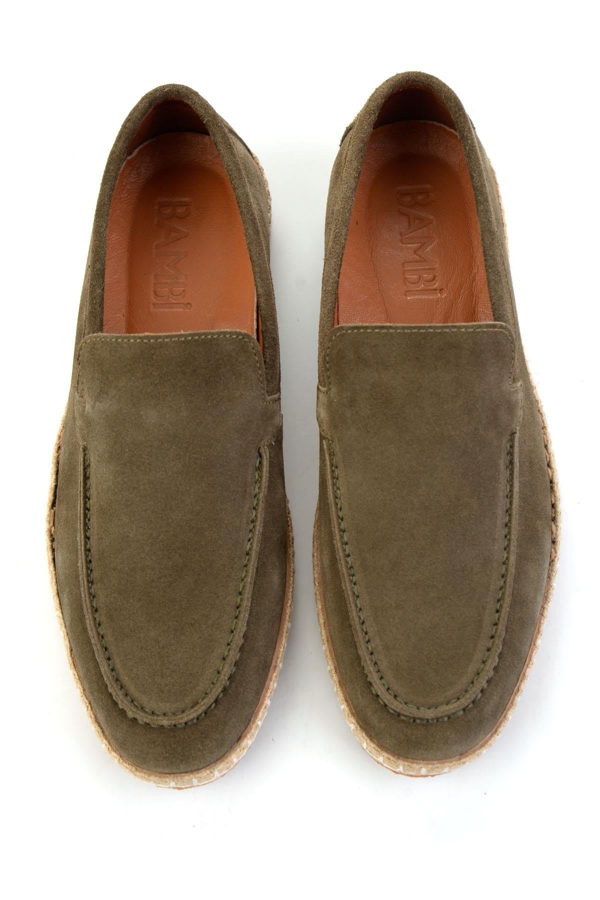 Haki Hakiki Deri Erkek Espadril E01079709502