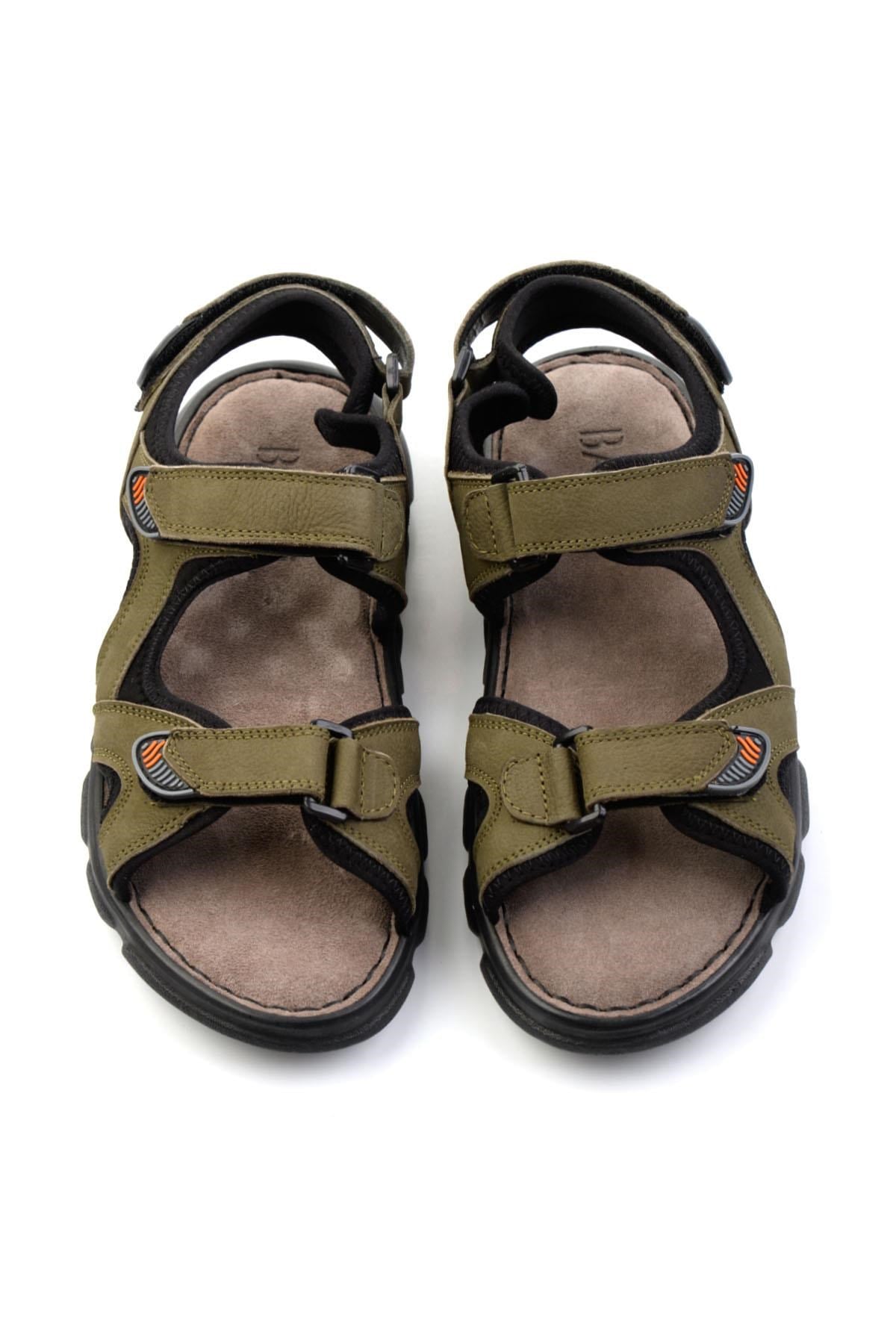 Haki Hakiki Deri Erkek Sandalet E05078102501