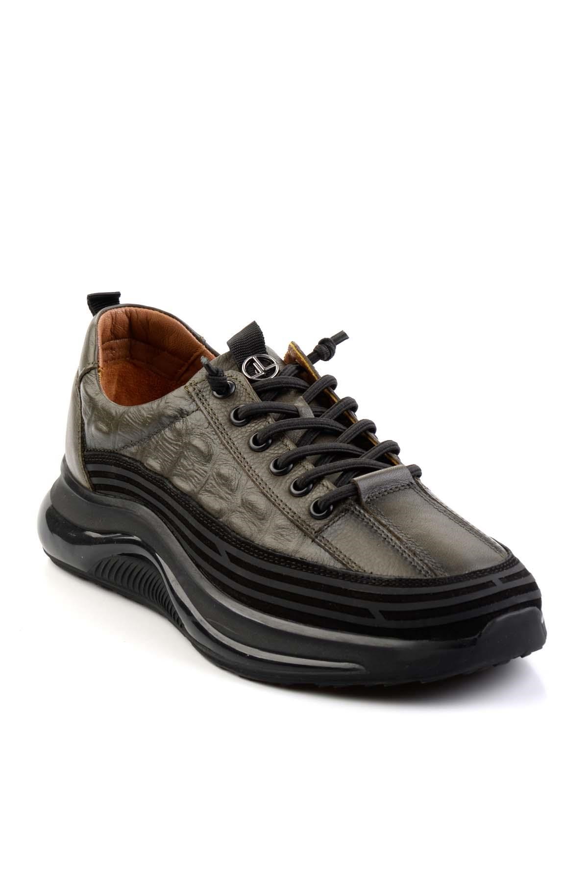 Haki Hakiki Deri Erkek Sneaker E01018240203